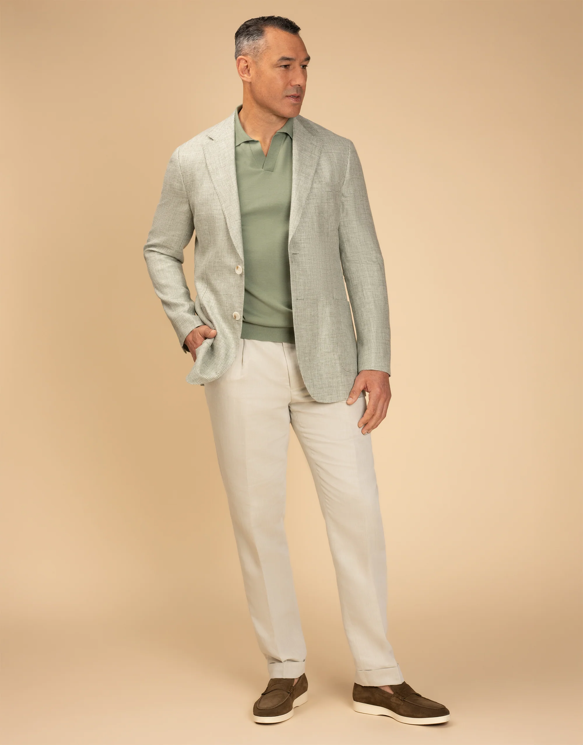 Amalfi Sage Green Knitted Polo - Image 3
