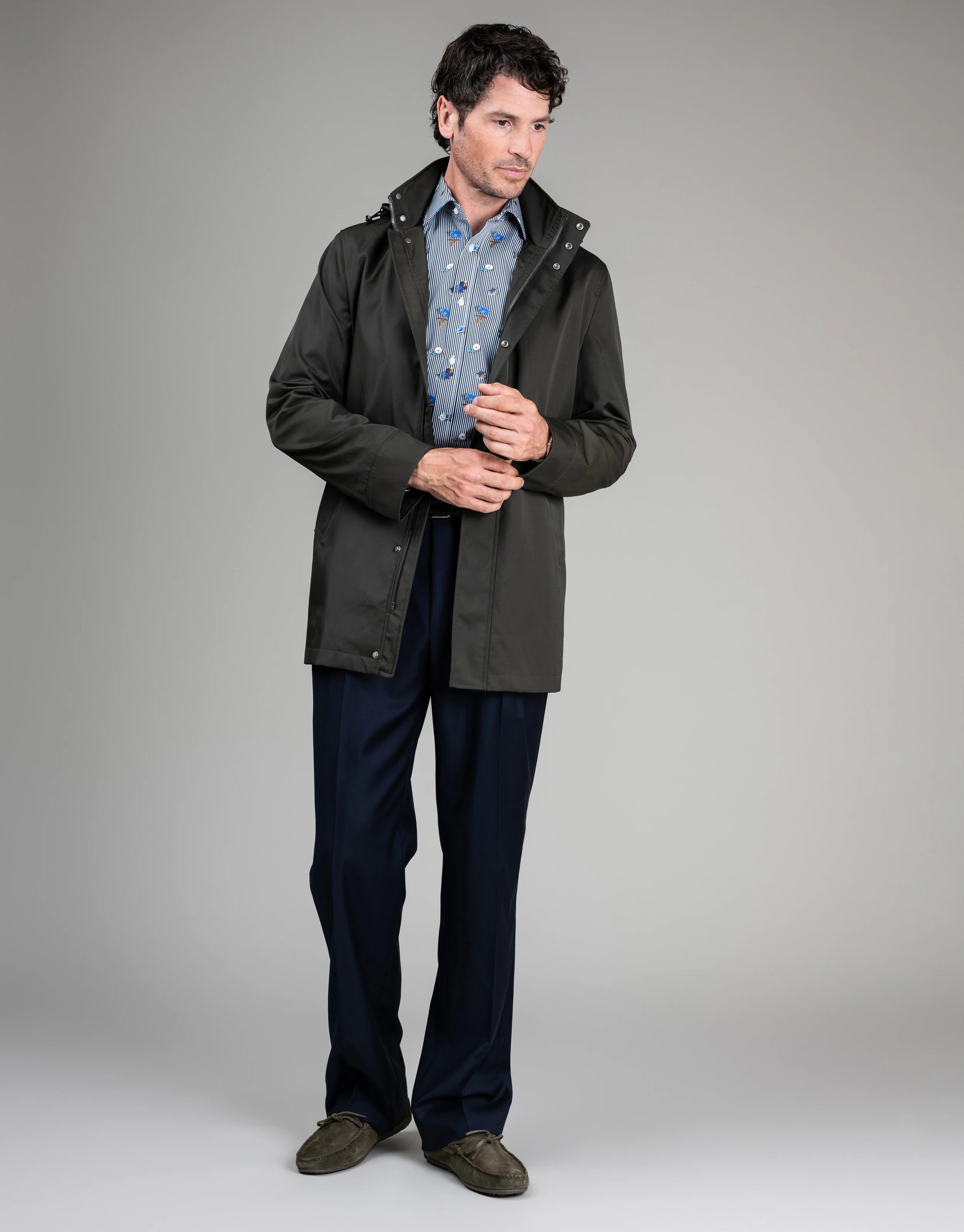 Aro Army Green Water-Resistant Parka Coat - Image 4