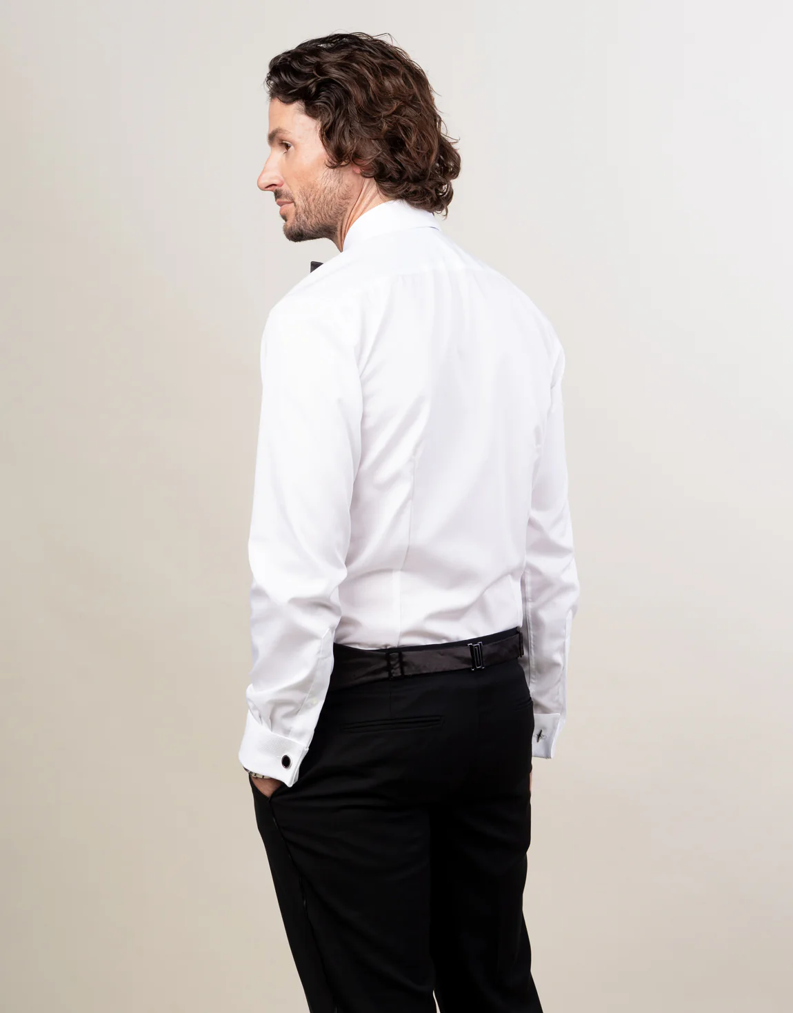 Avalon White Twill Formal Shirt with Marcella Bib and Cuffs - Image 4