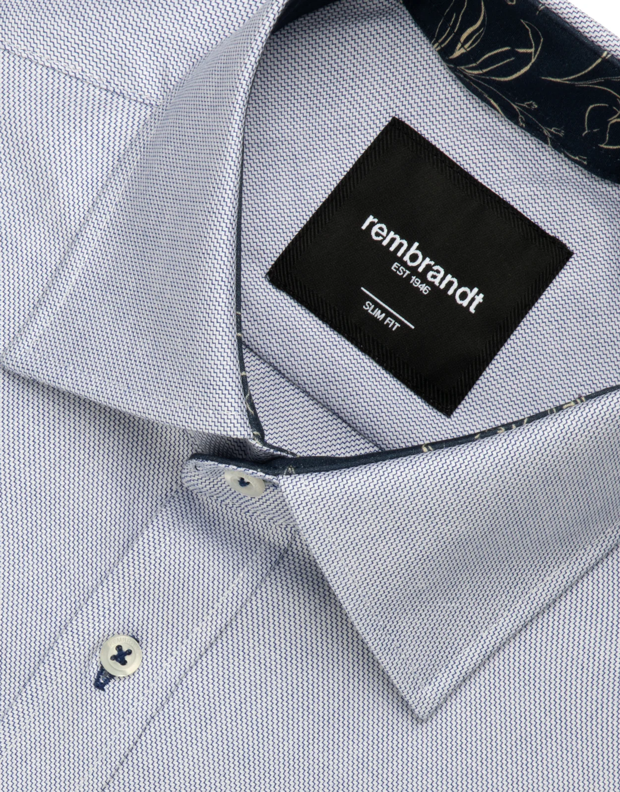 Barbican Navy Micro-design Dobby Shirt - Image 7