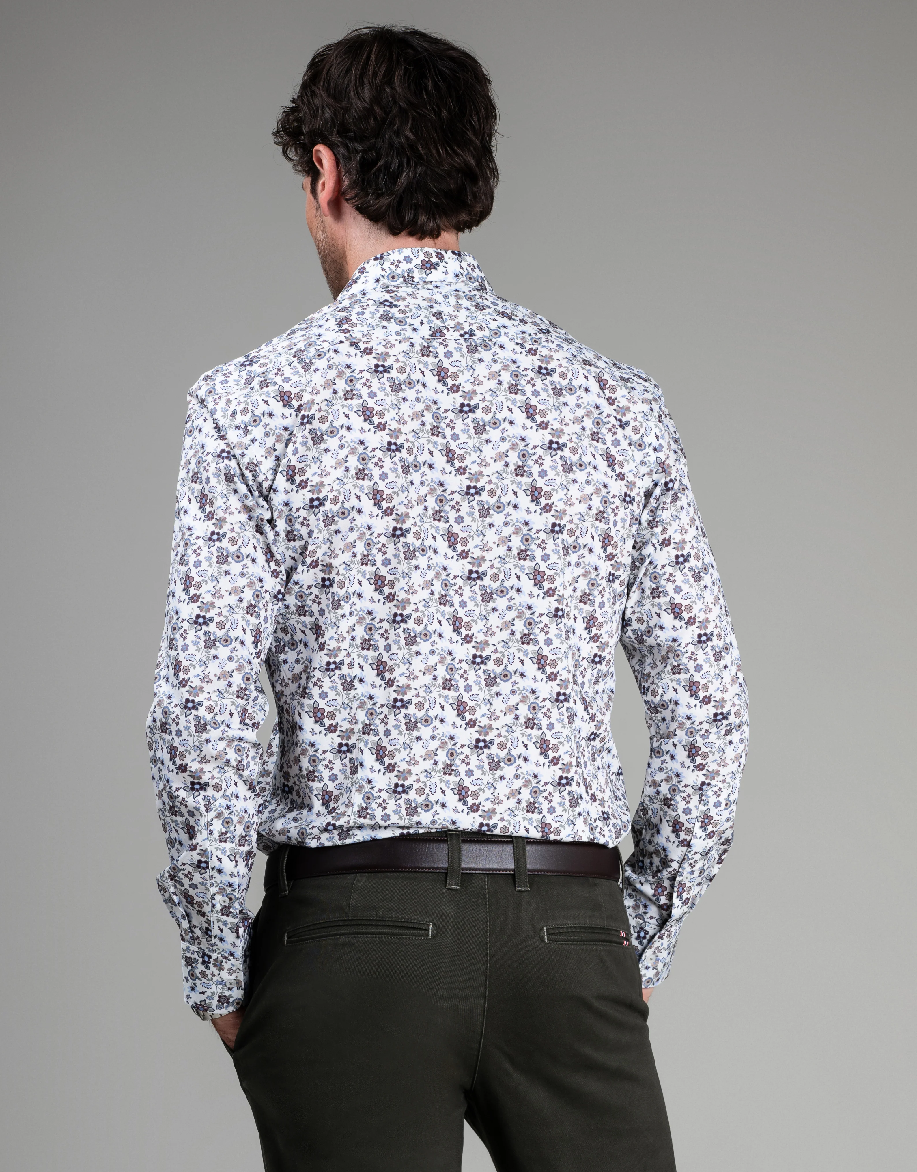 Barbican White Garden Floral Print Shirt - Image 3