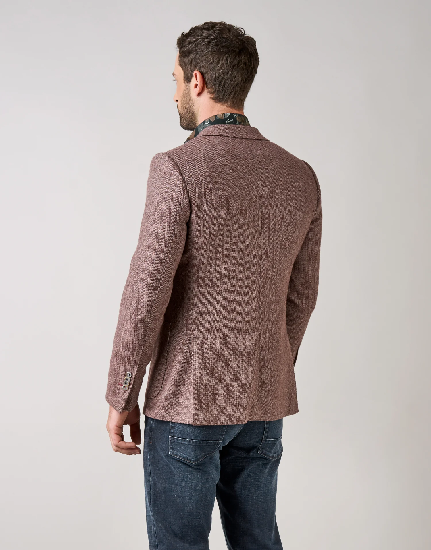Batten Dusty Maroon Herringbone Blazer - Image 2