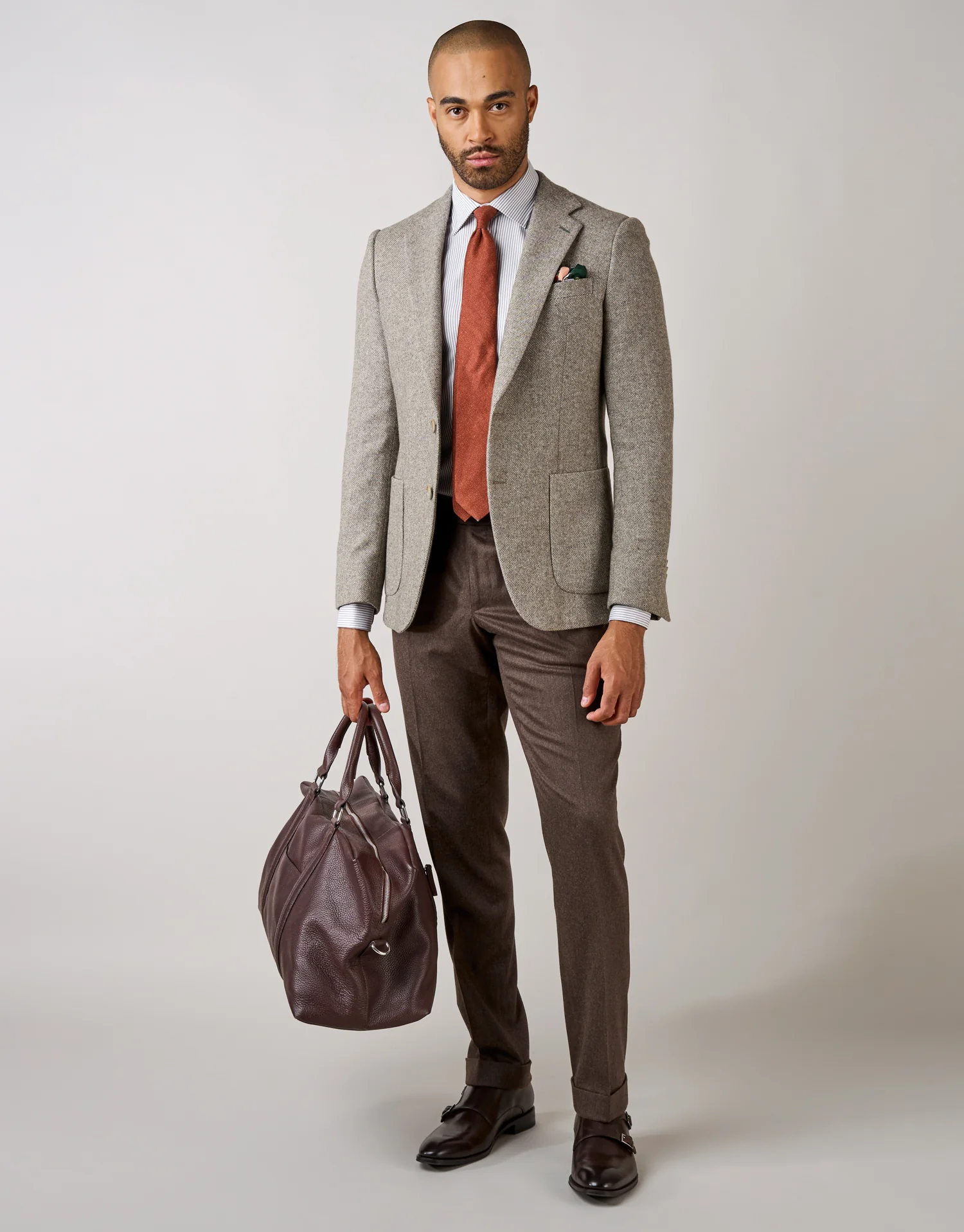 Batten Light Brown Micro-design Blazer - Image 3