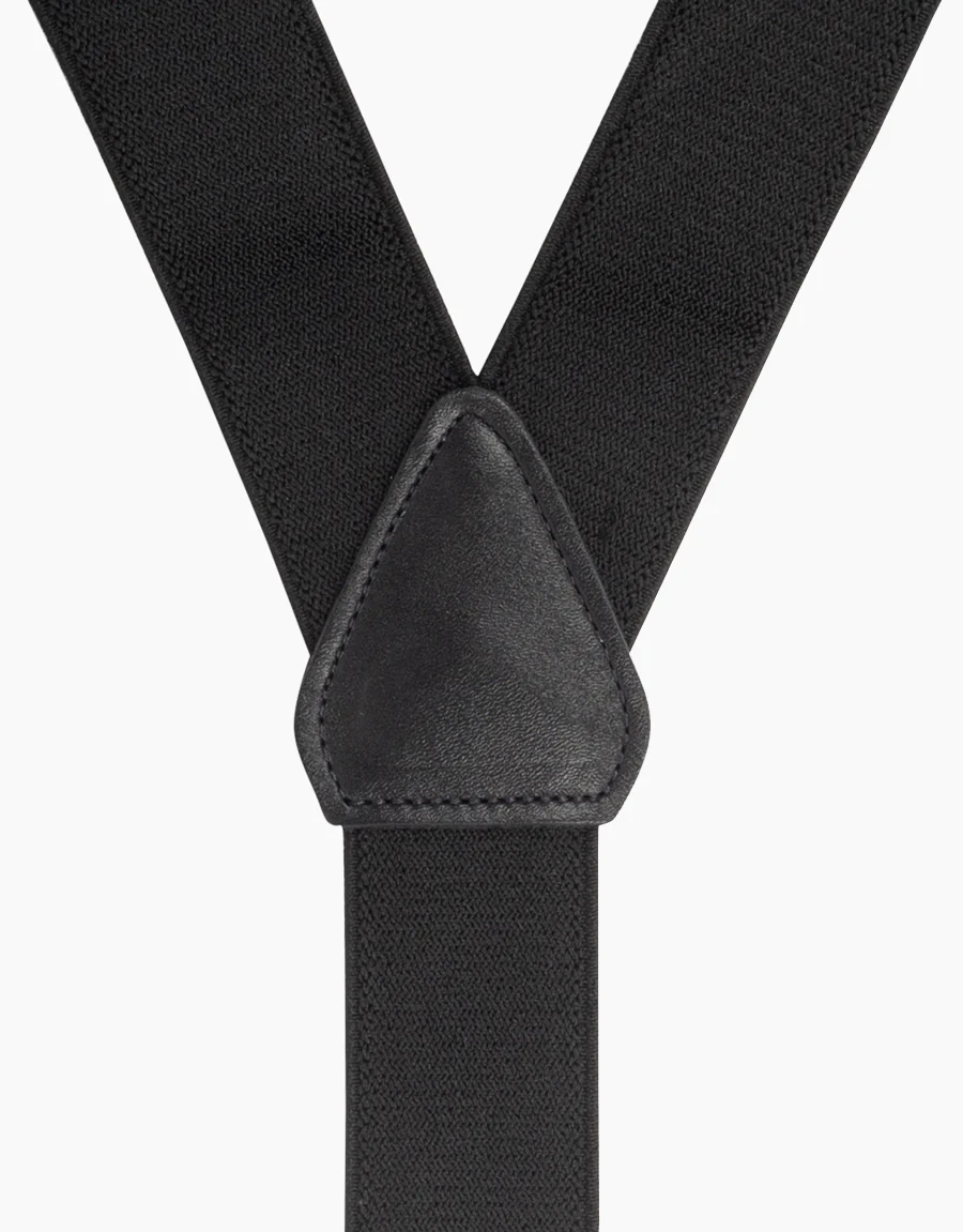 Y Back Black Suspender Leather End Braces - Image 3