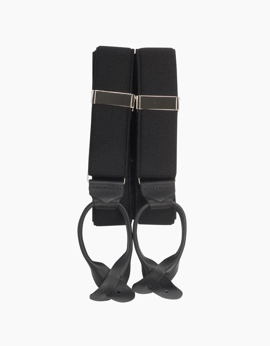 Y Back Black Suspender Leather End Braces - Image 4