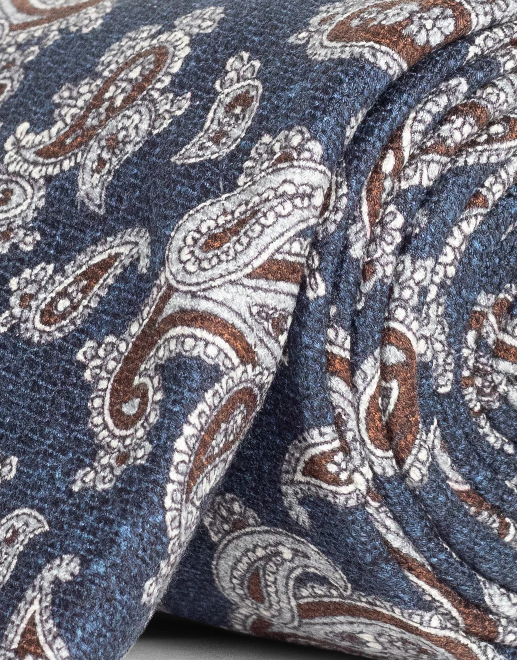 Blue & Brown Paisley Italian Silk Tie - Image 4