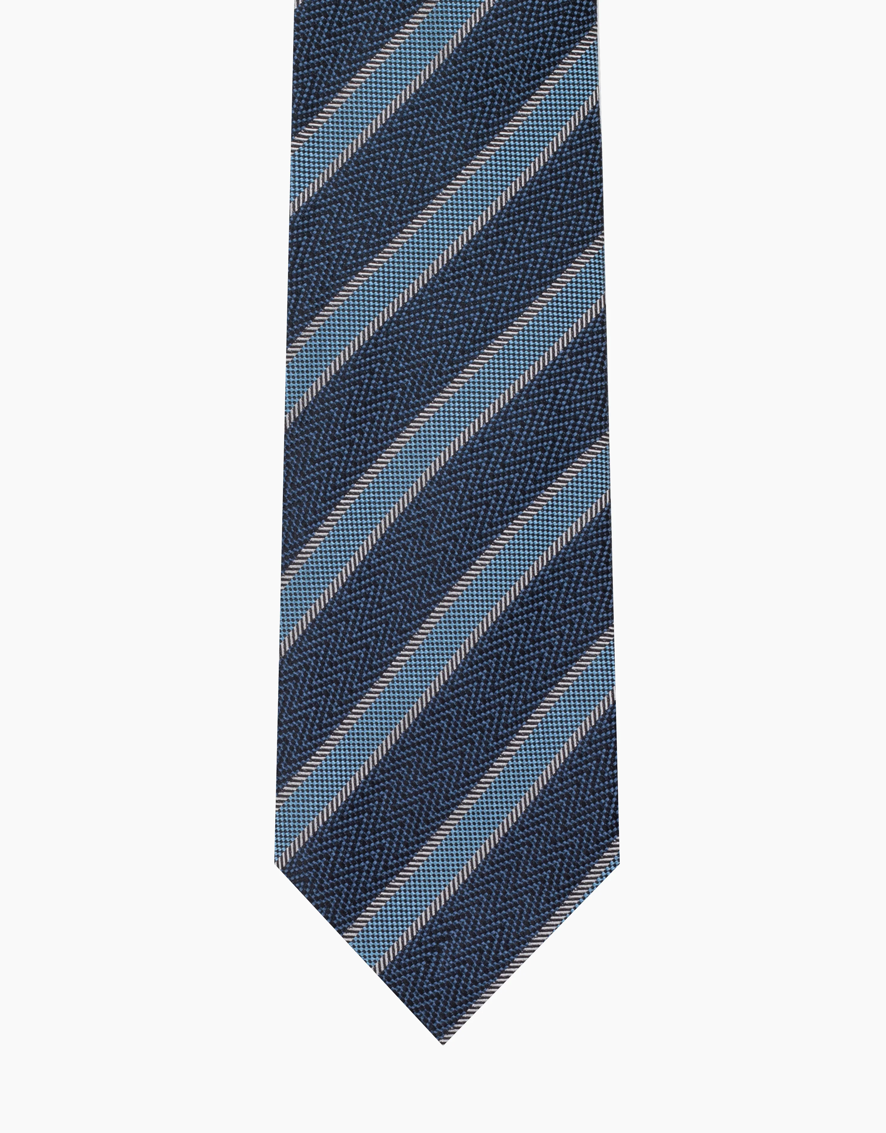 Blue Herringbone Stripe Italian Silk Tie - Image 3