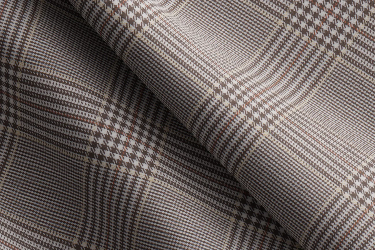 Made to Measure Brown & Beige Glen Check Waistcoat