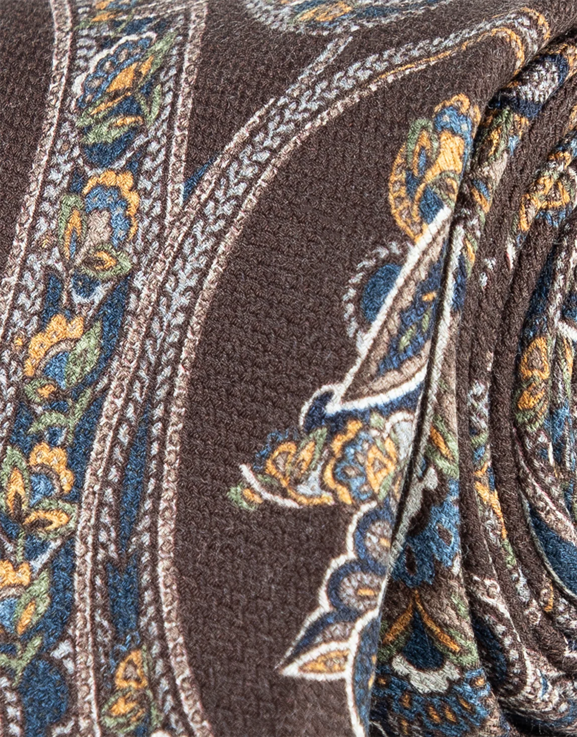 Brown & Blue Large Paisley Silk Tie - Image 2