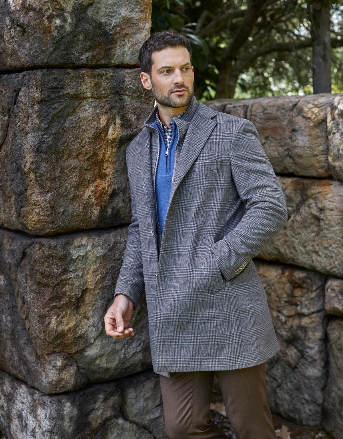 Compton Brown Check Overcoat - Image 5