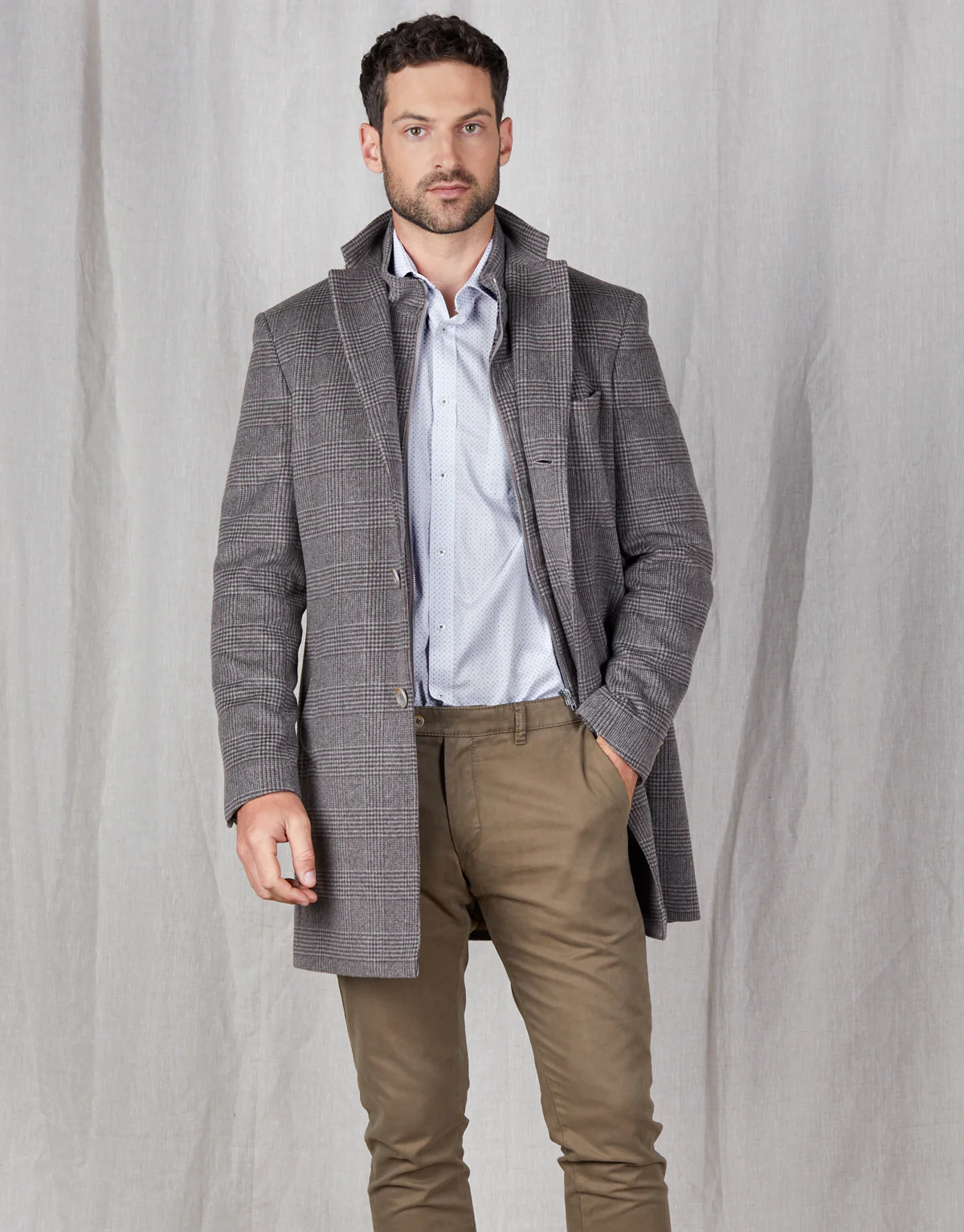 Compton Brown Check Overcoat - Image 6