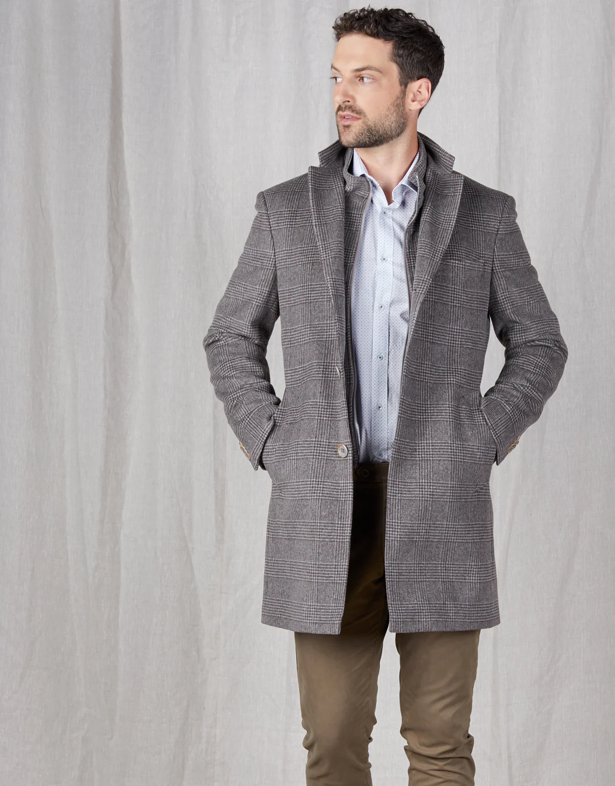 Compton Brown Check Overcoat - Image 7