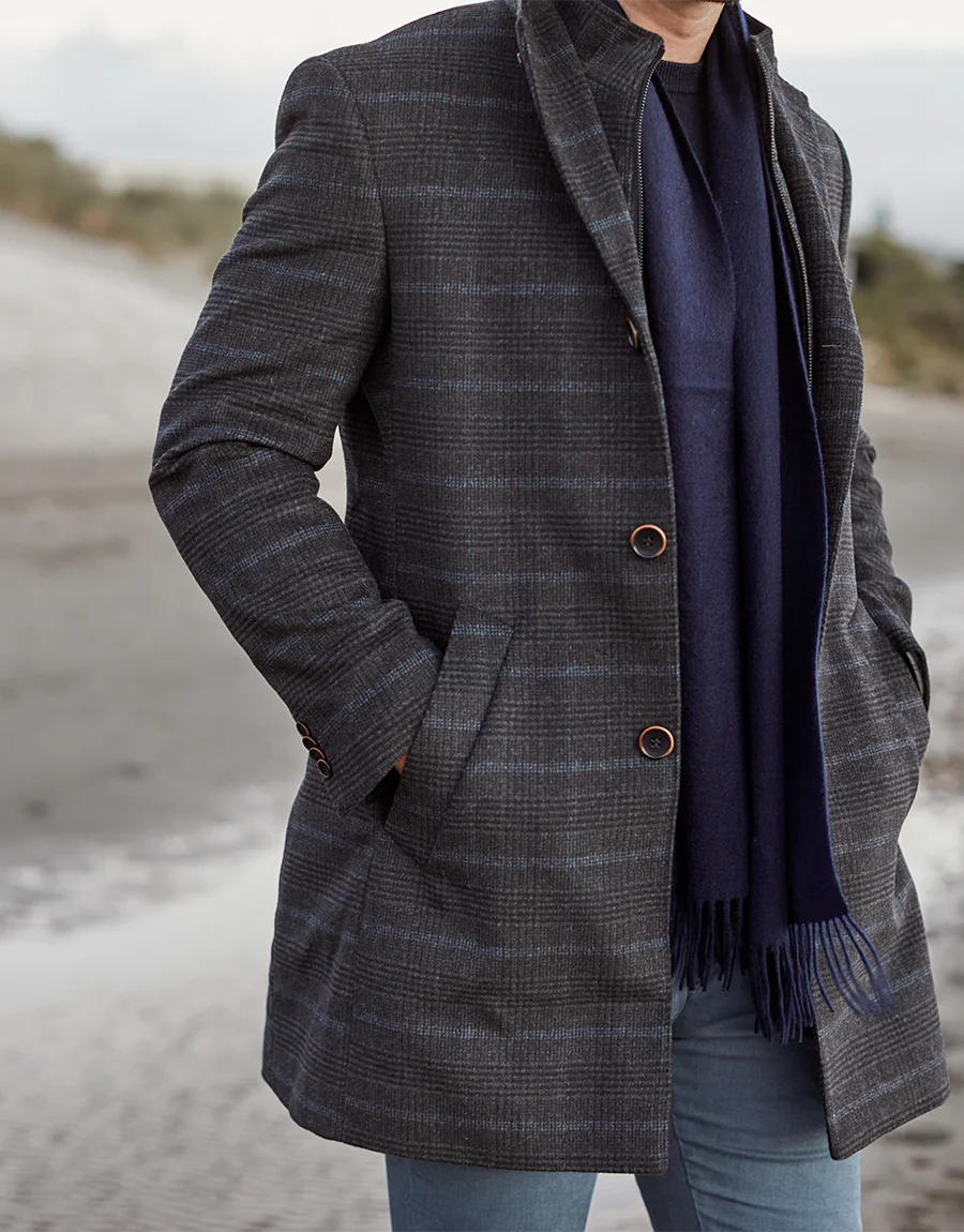 Compton Charcoal Check Overcoat - Image 2