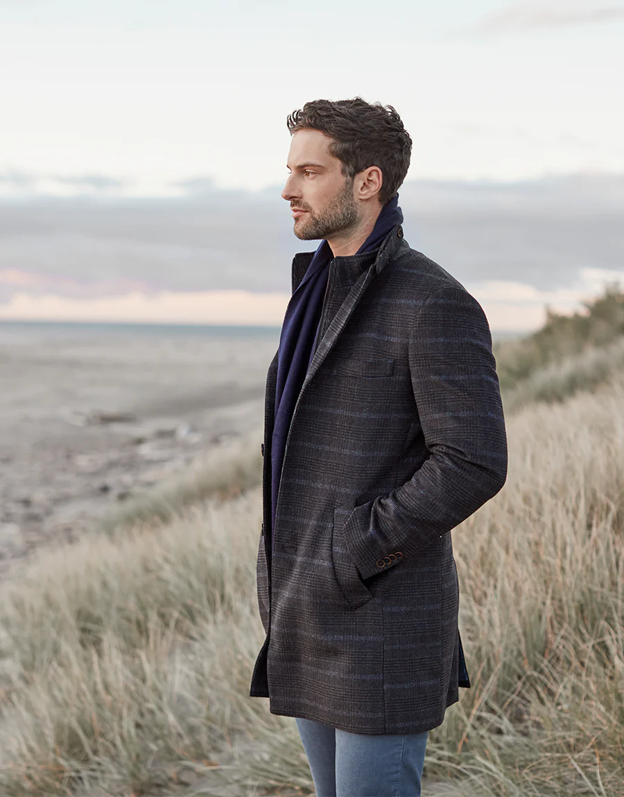Compton Charcoal Check Overcoat - Image 3