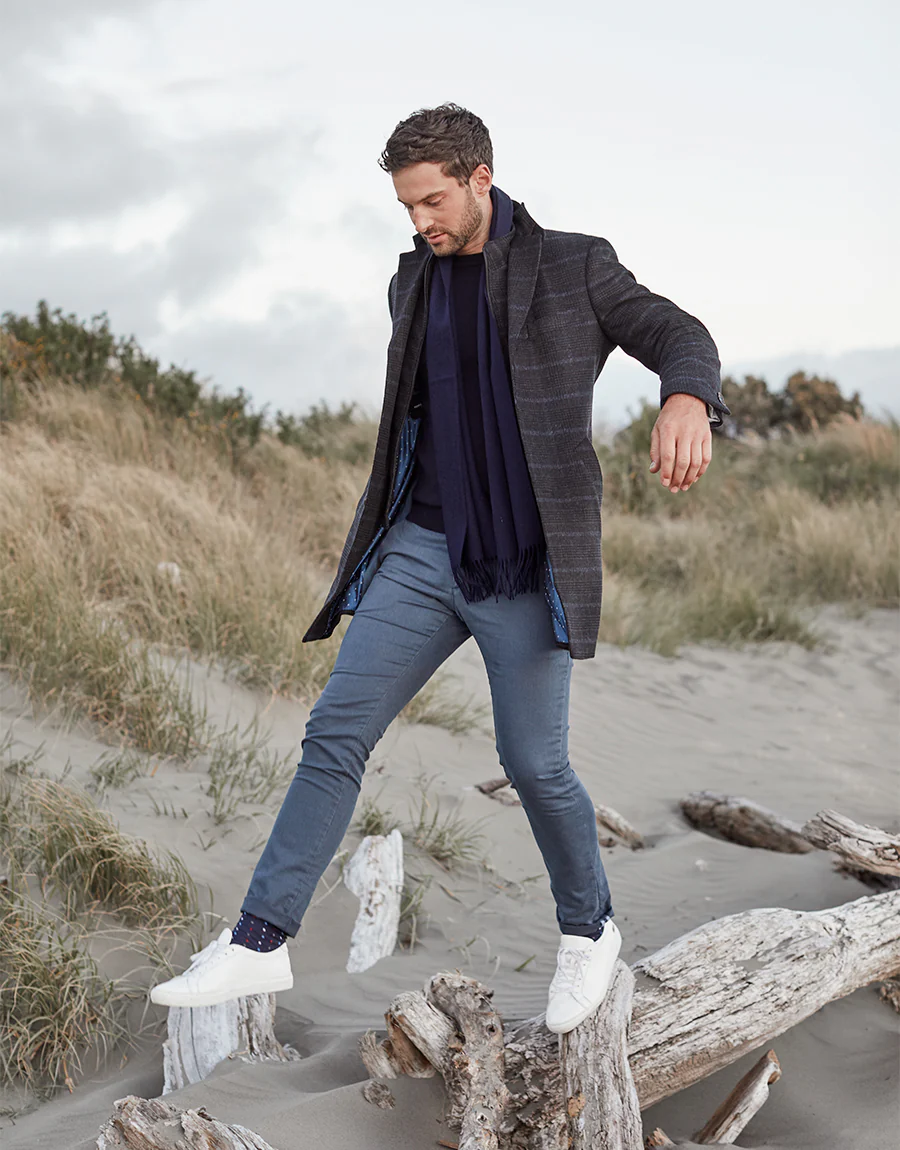 Compton Charcoal Check Overcoat - Image 4