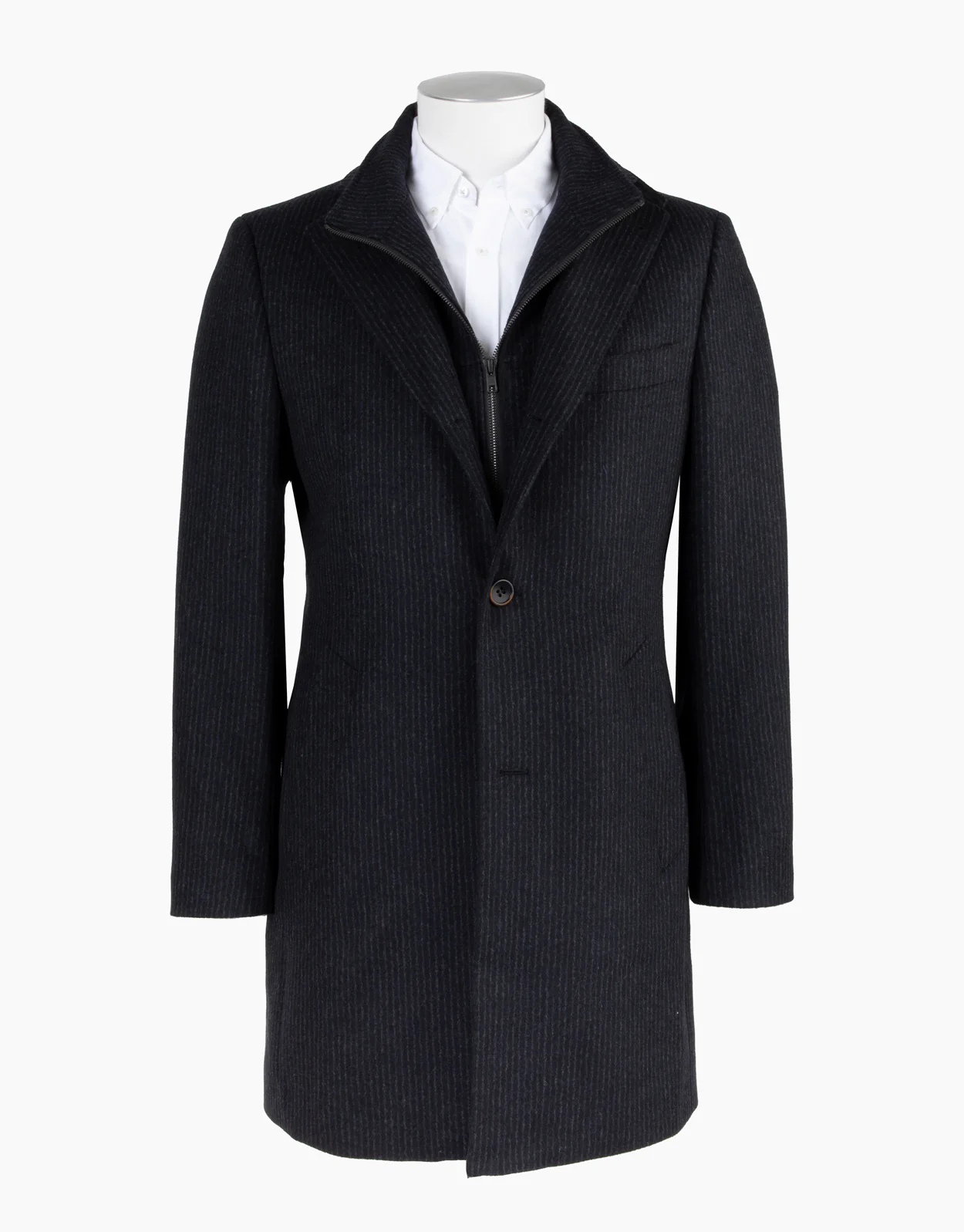 Compton Navy Chalkstripe Overcoat - Image 7