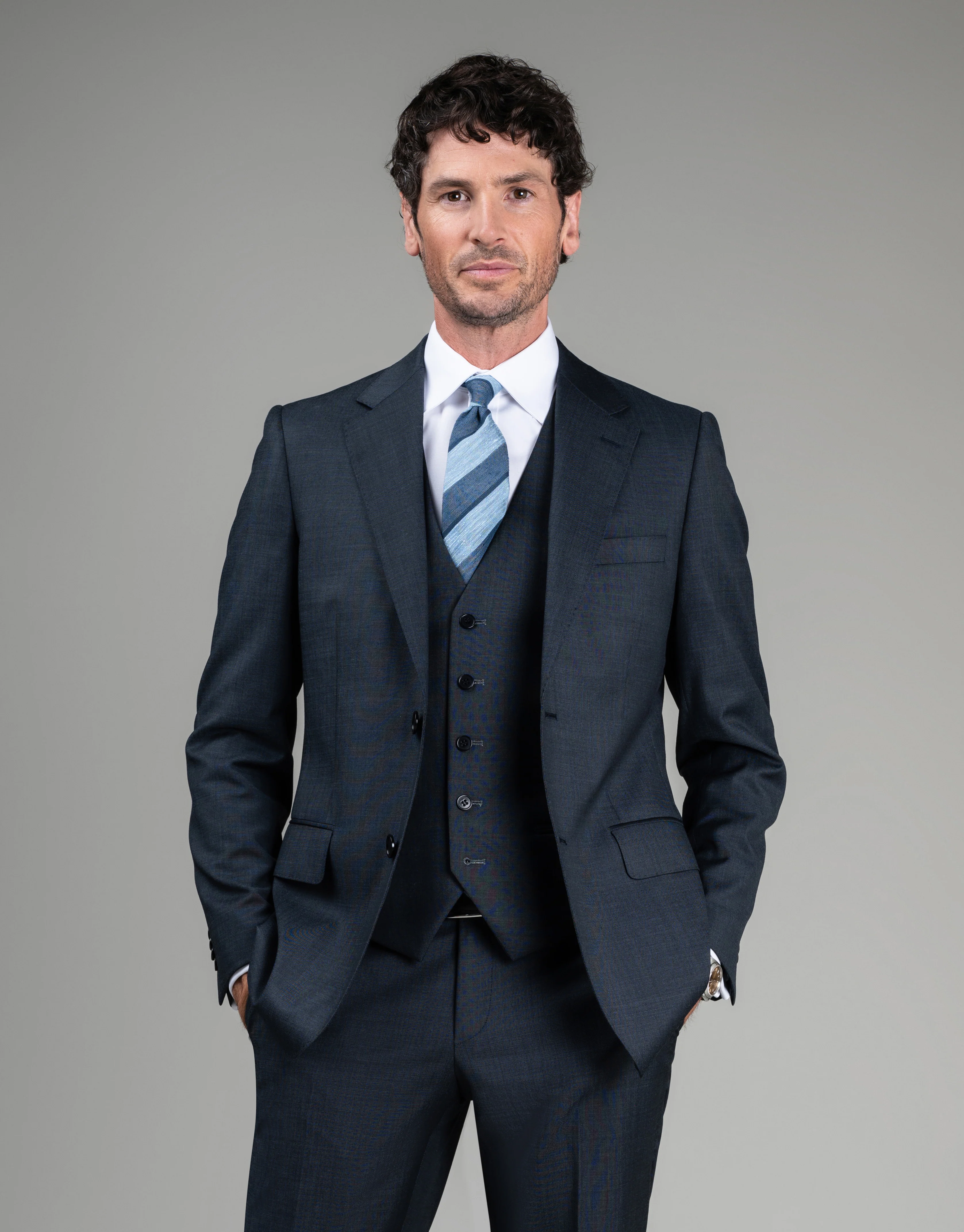 Cooper Steel Blue Nailhead Suit Jacket