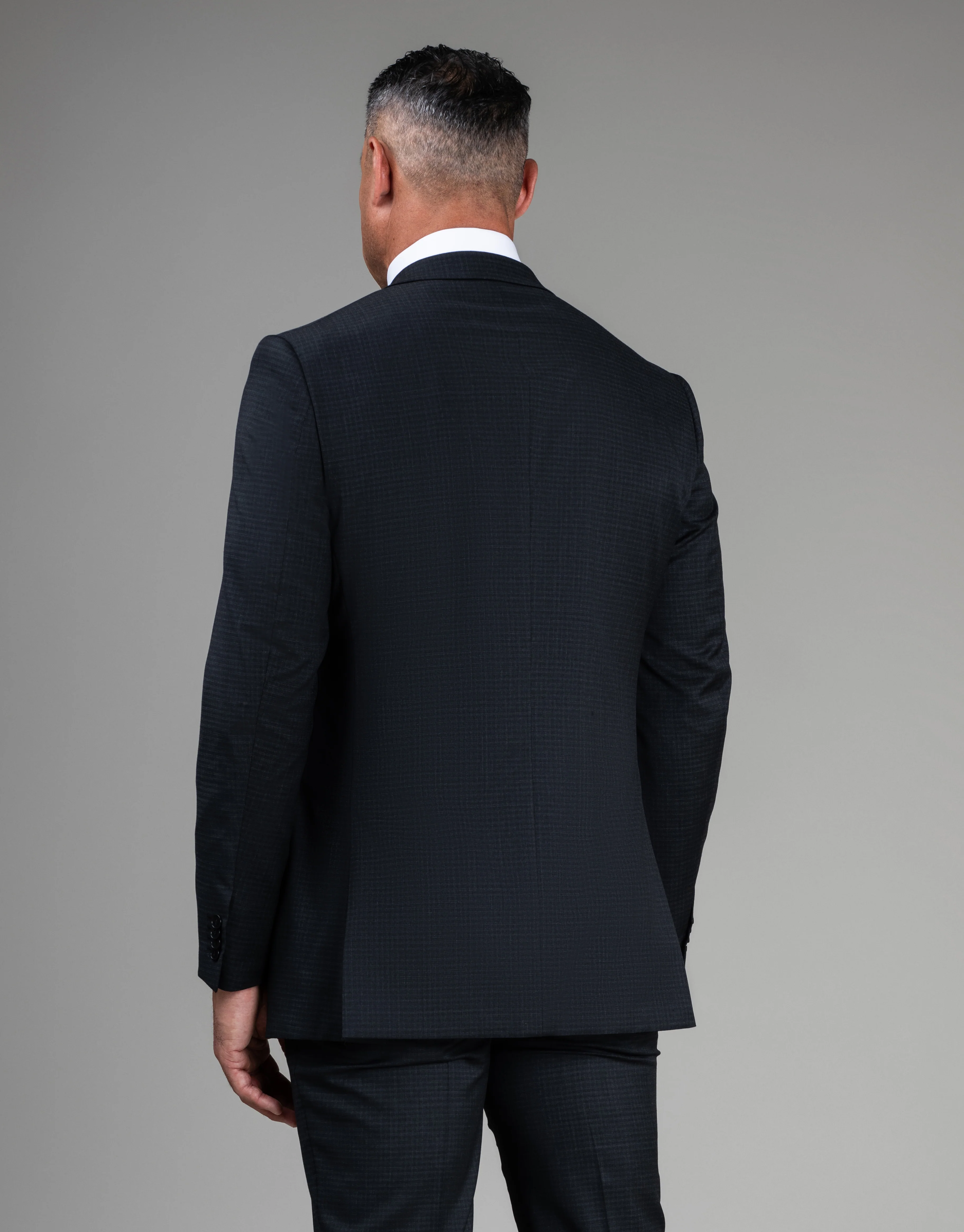 Cooper Charcoal Textured Check Suit Jacket - Image 3