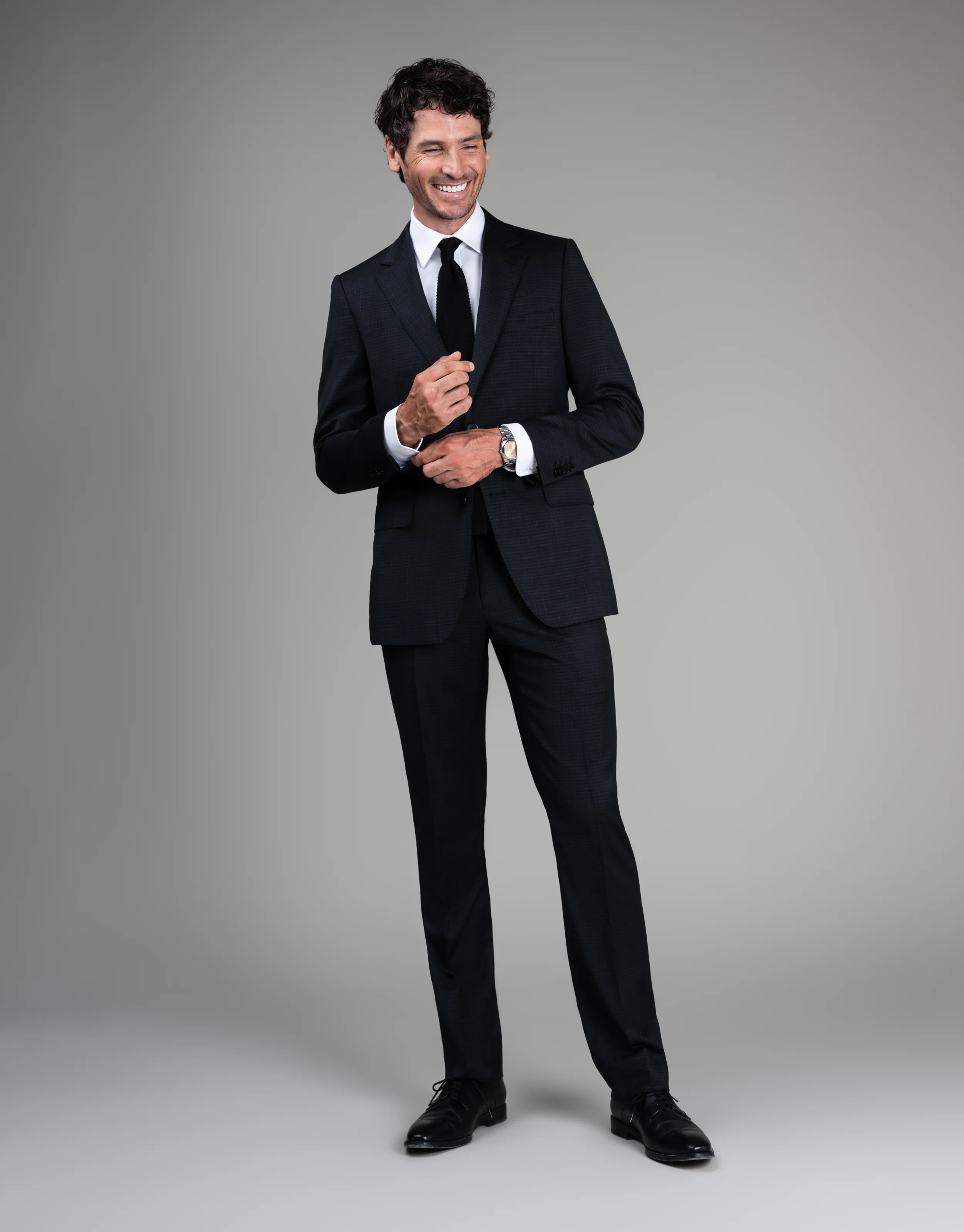 Cooper Charcoal Textured Check Suit Jacket - Image 4