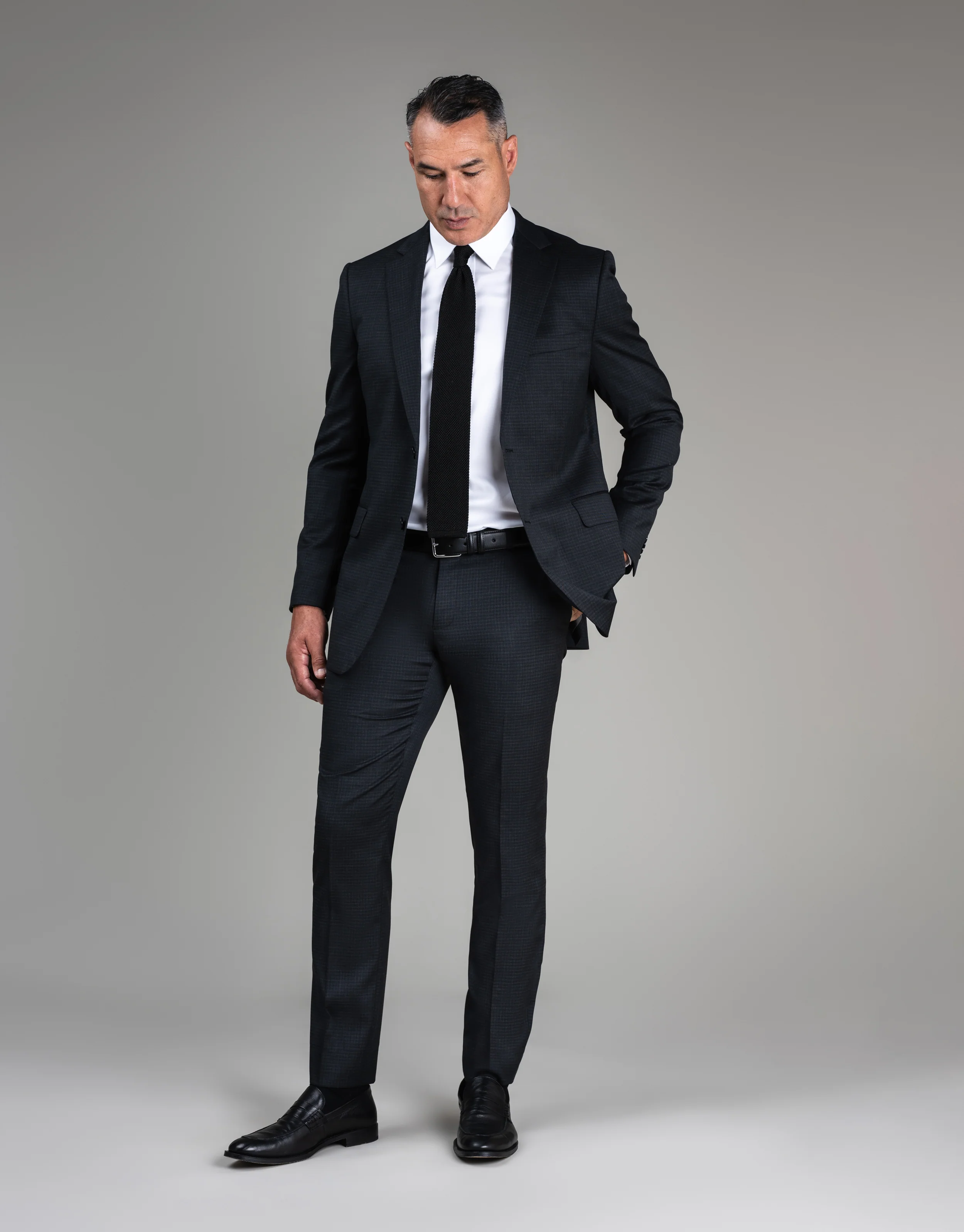 Cooper Charcoal Textured Check Suit Jacket - Image 5