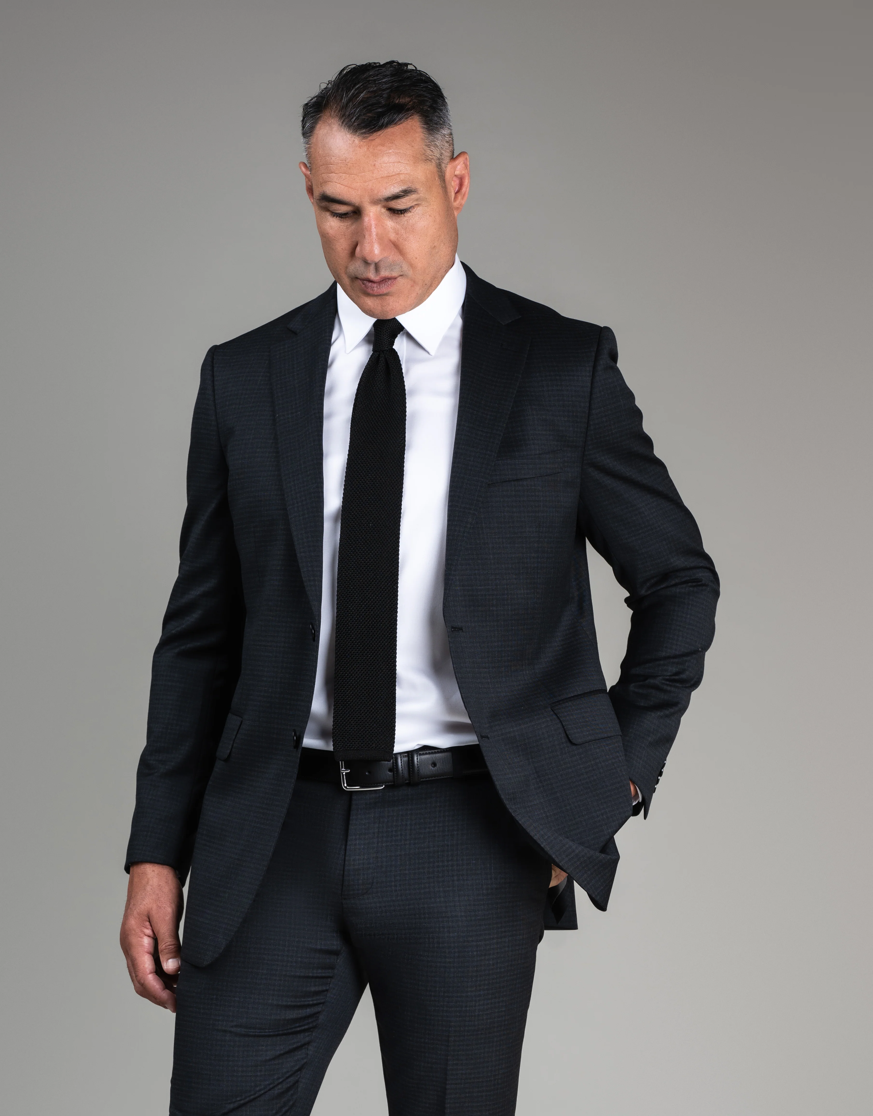 Cooper Charcoal Textured Check Suit - Image 4