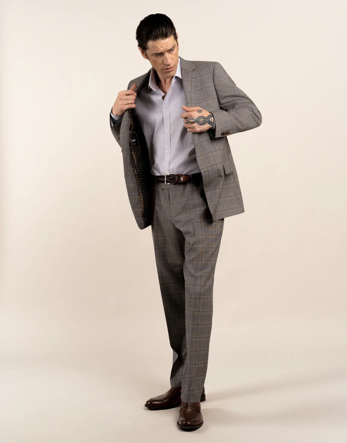 Cooper Grey and Brown Check Suit - Image 3