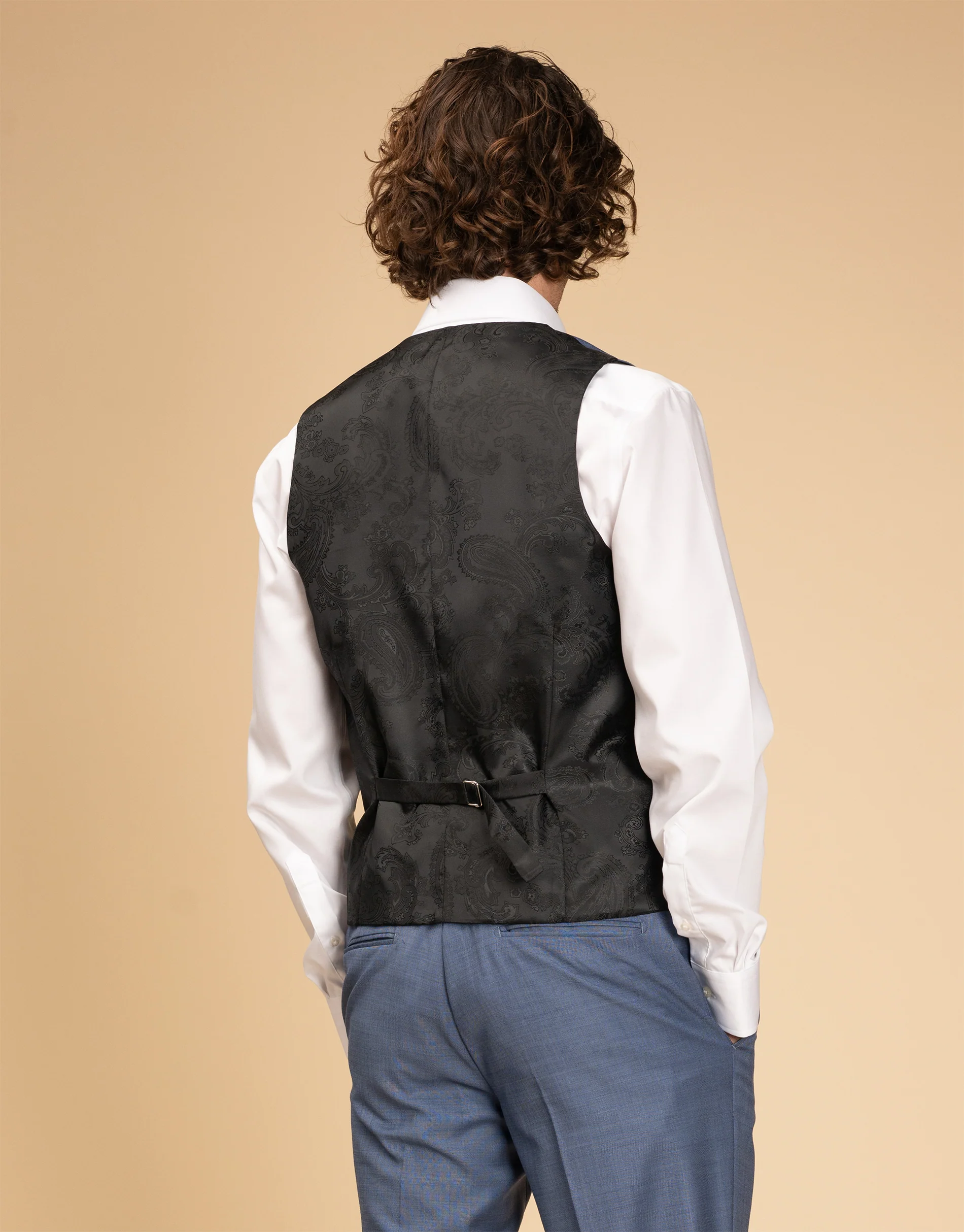 Hire Curtis Pale Blue Sharkskin Waistcoat - Image 3