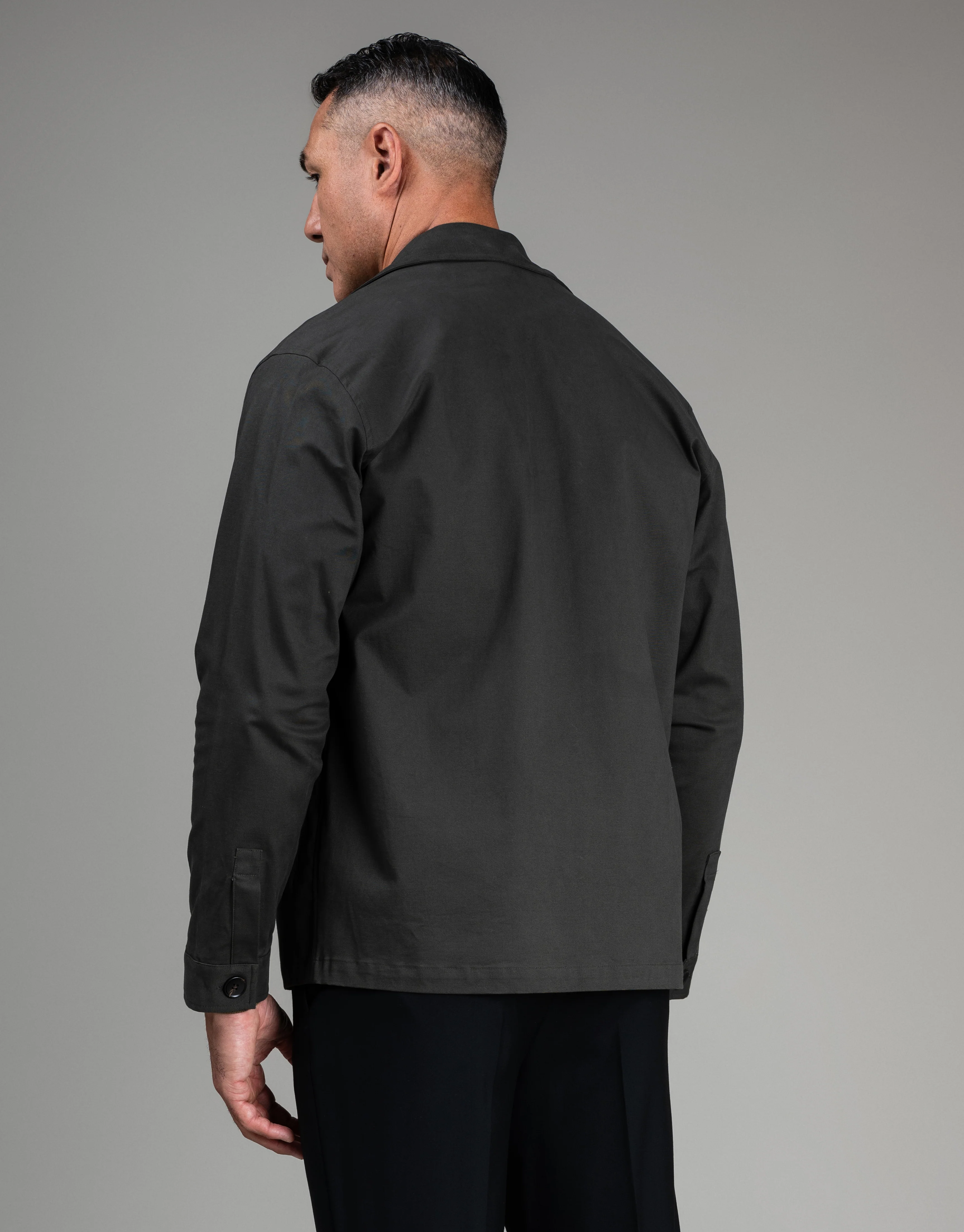Devonport Khaki Green Cotton Shirt Jacket - Image 3