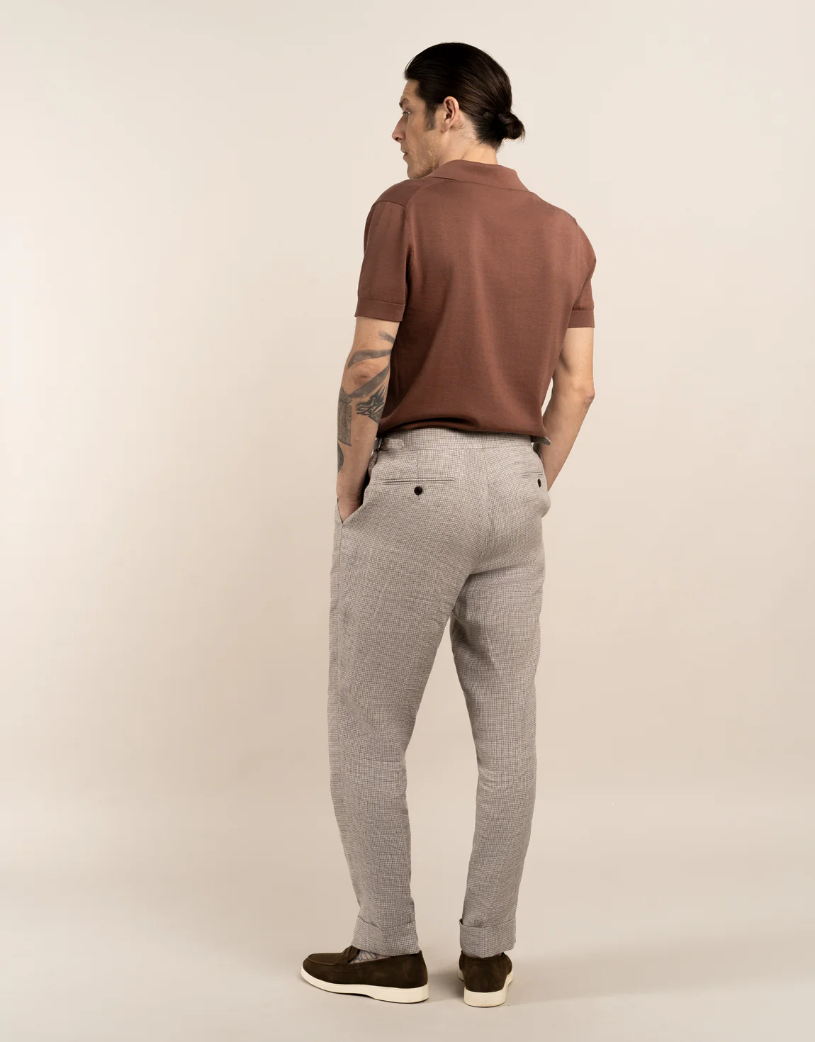 Evans Beige Houndstooth Linen Trouser - Image 2