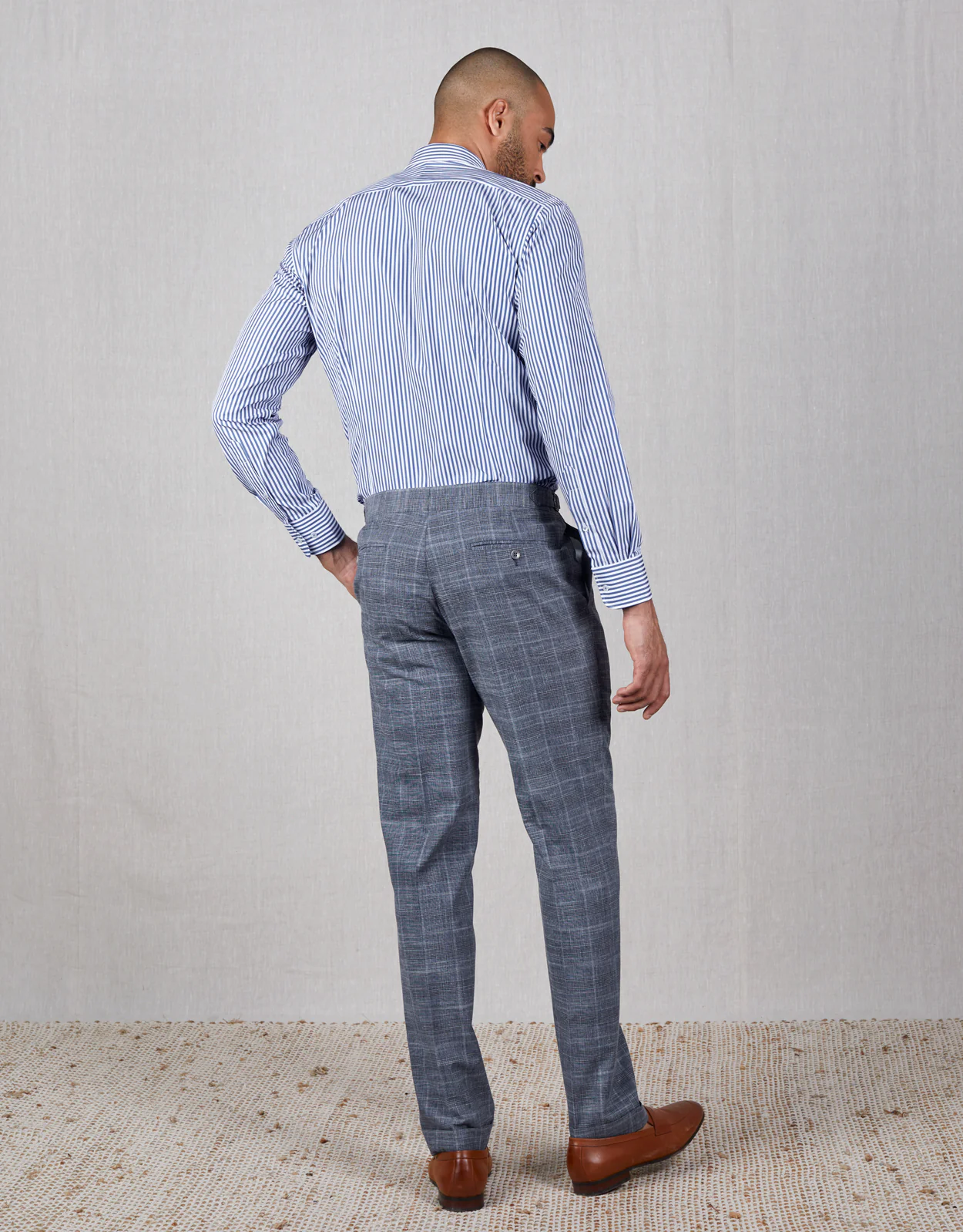 Evans Blue & Beige Check Trouser - Image 2