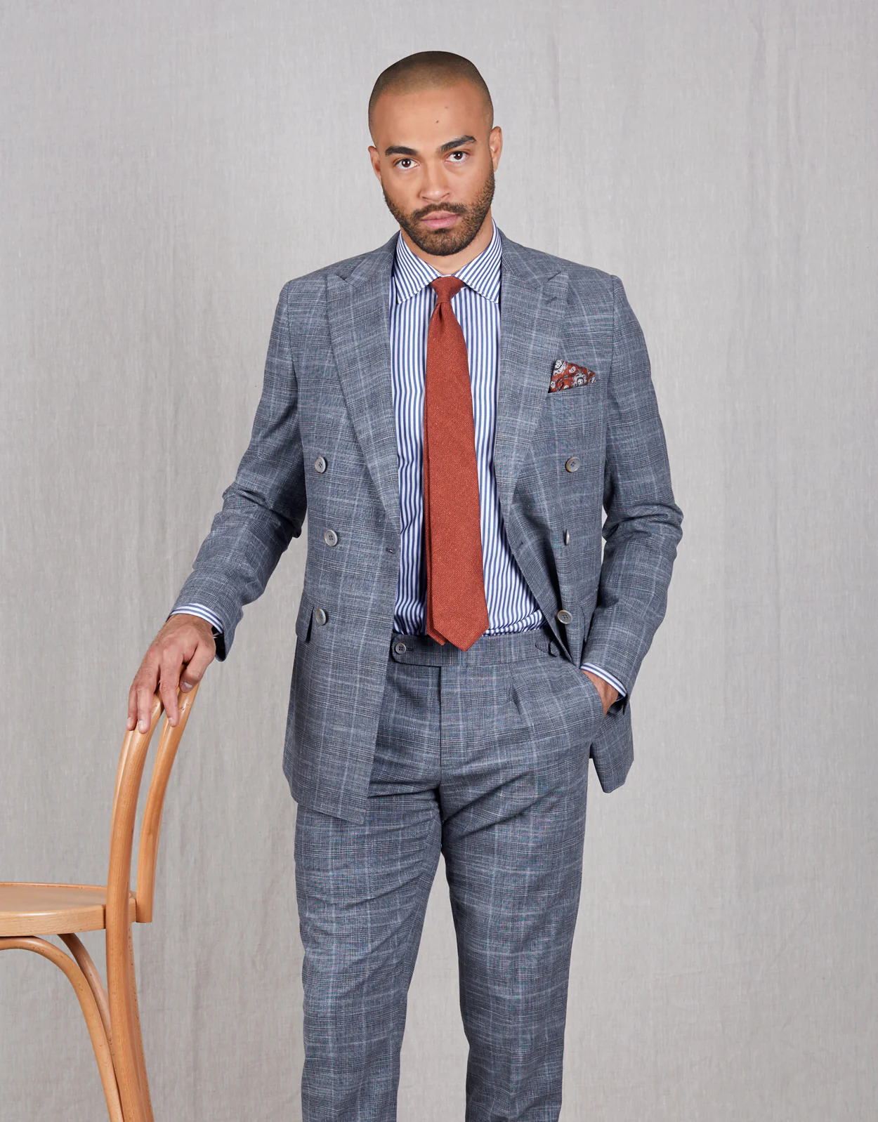 Evans Blue & Beige Check Trouser - Image 4
