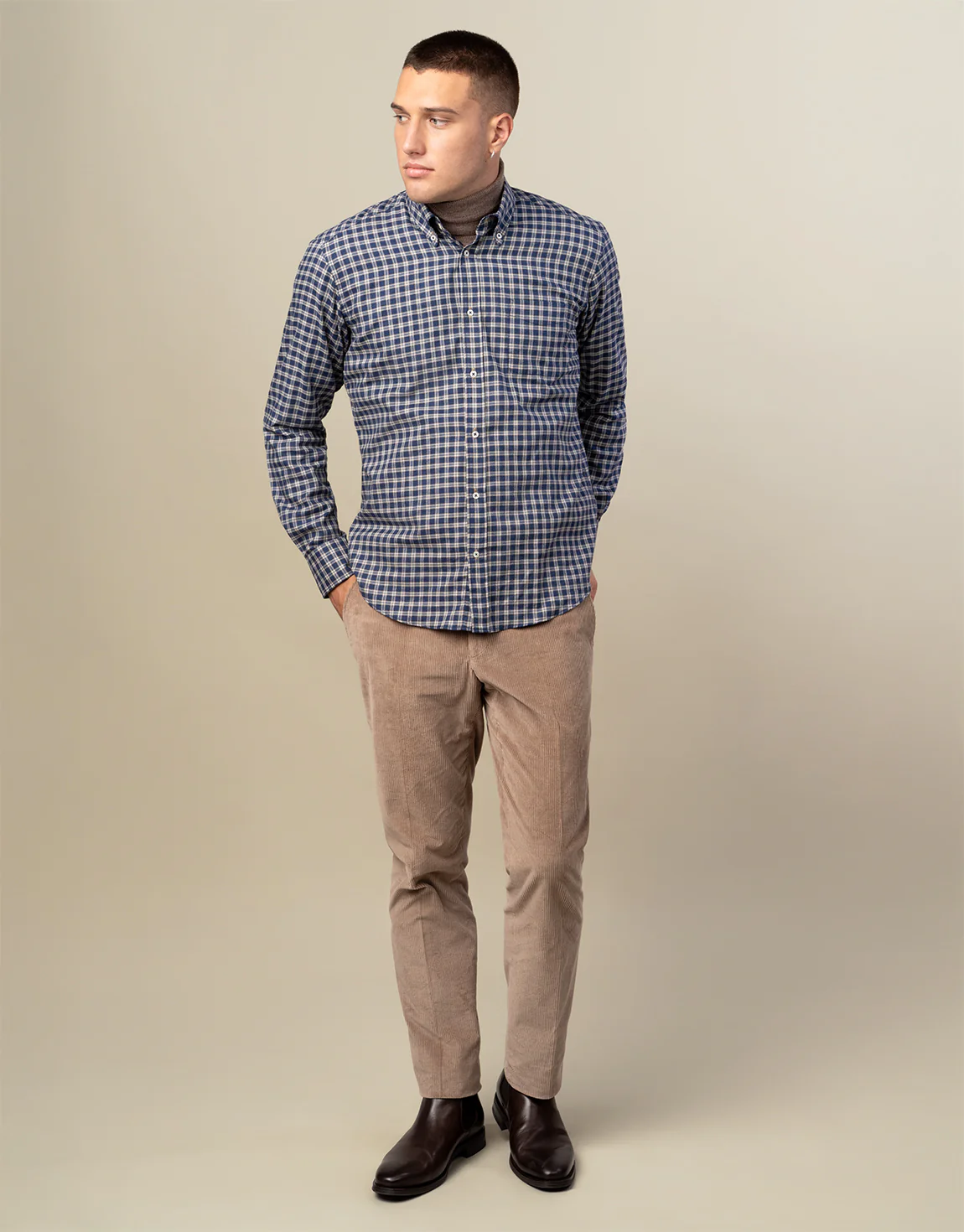 Gambino Beige Stretch Corduroy Trouser - Image 6