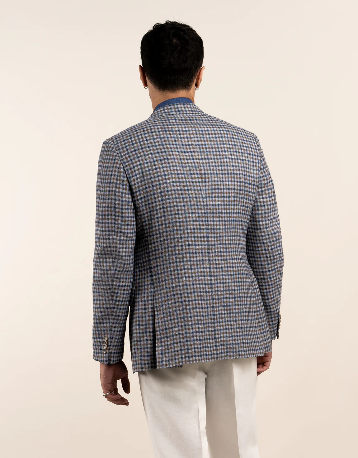 Hawker Blue and Brown Gun Check Blazer - Image 2