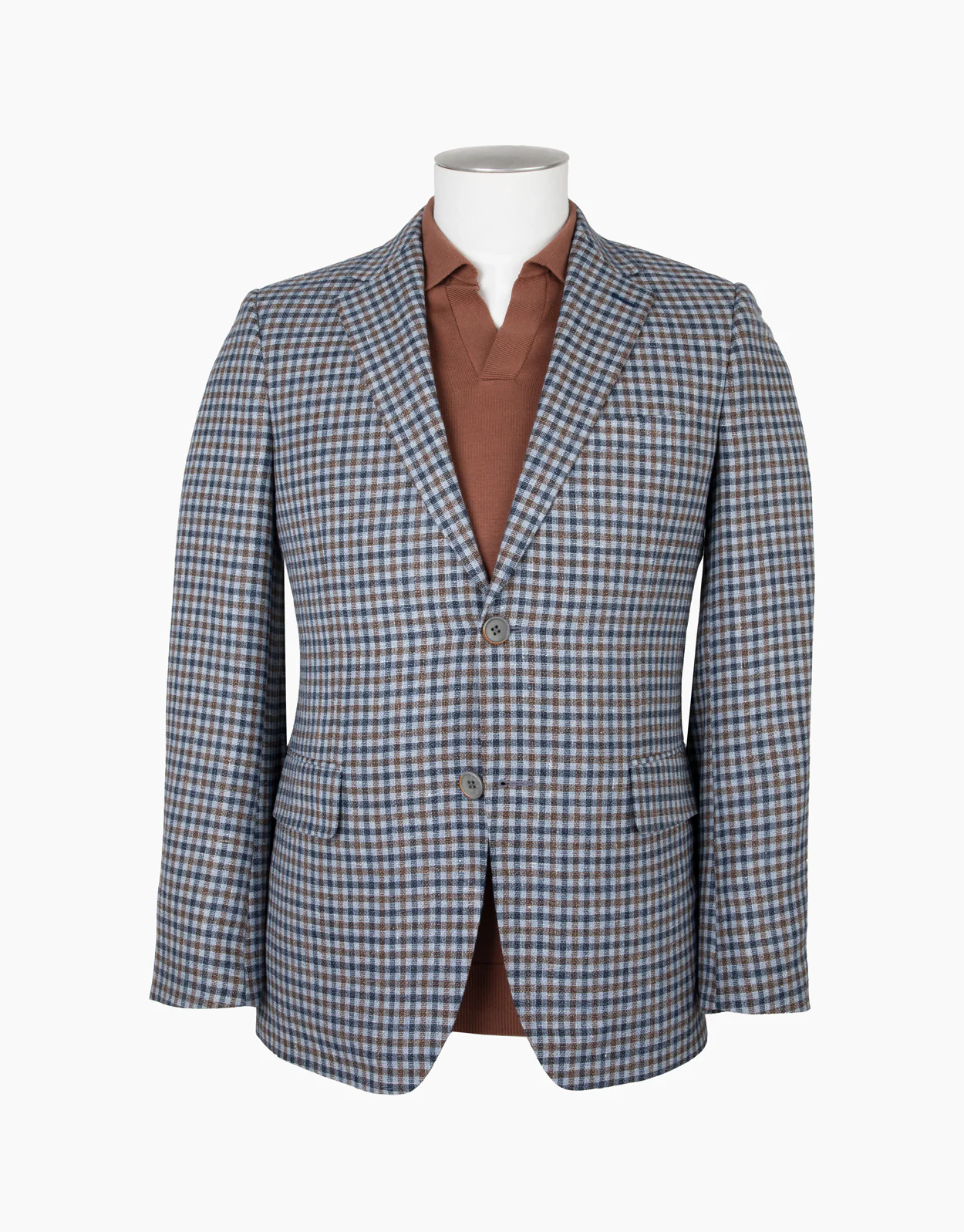 Hawker Blue and Brown Gun Check Blazer - Image 4