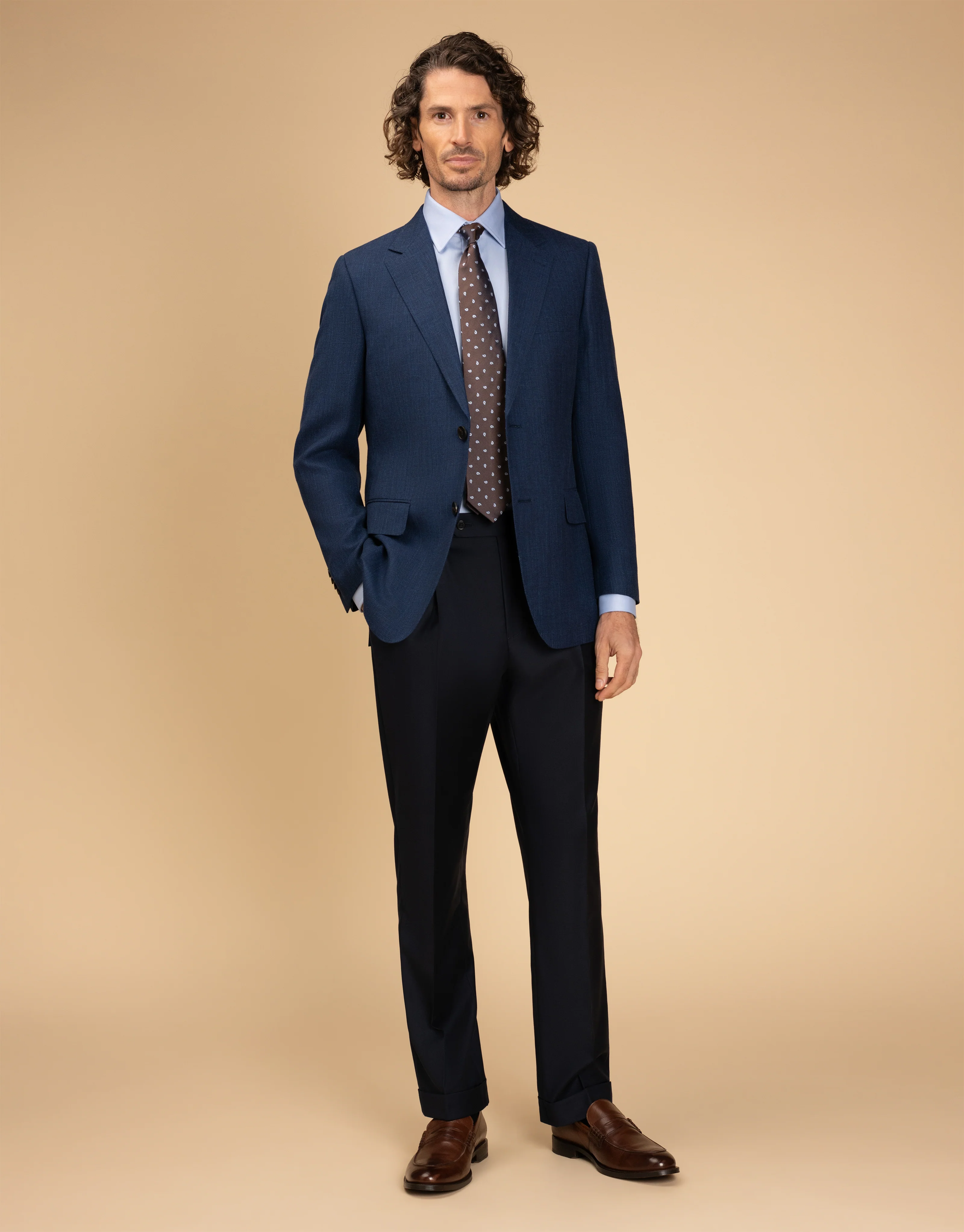 Hawker Blue Wool Linen Textured Blazer - Image 4