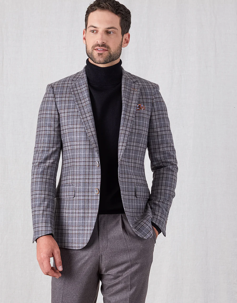 Hawker Grey & Brown Check Blazer - Image 3