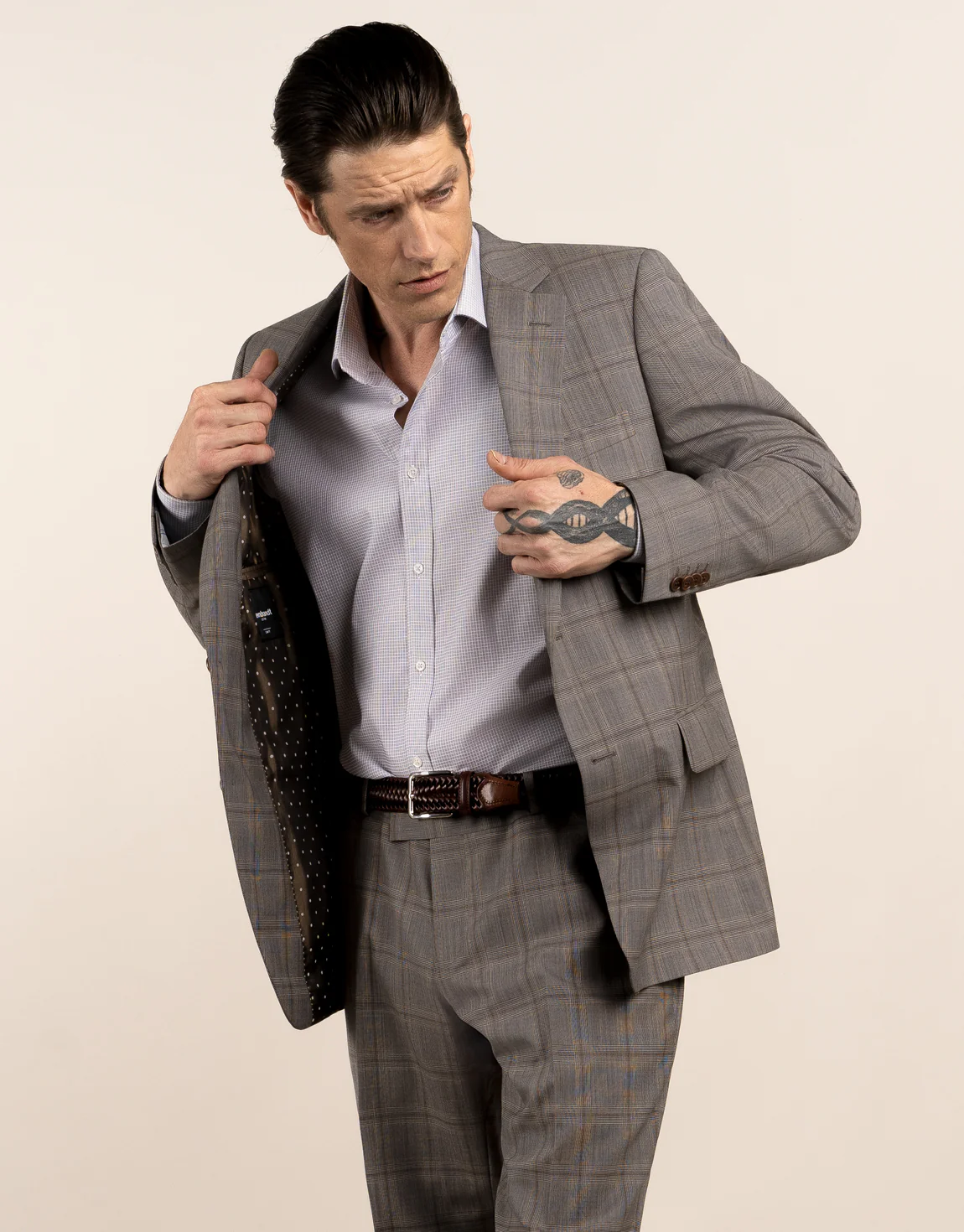 London Beige and Blue Microdesign Shirt - Image 3