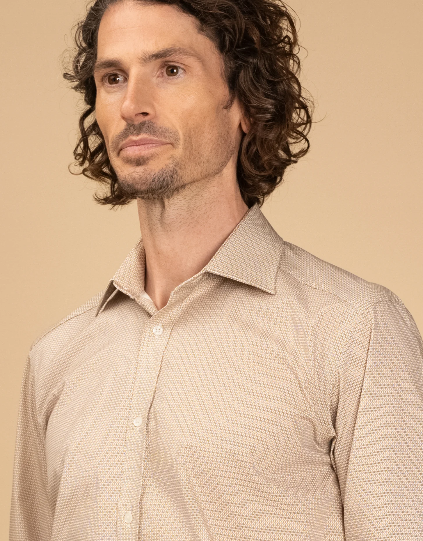 London Brown & Blue Micro-design Print Shirt - Image 4