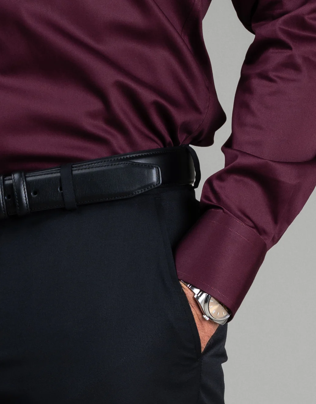London Burgundy Sateen Shirt - Image 5