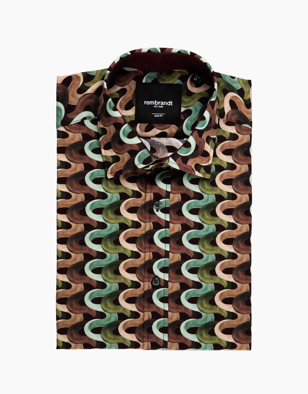 London Maroon Abstract Wavy Print Shirt - Image 3