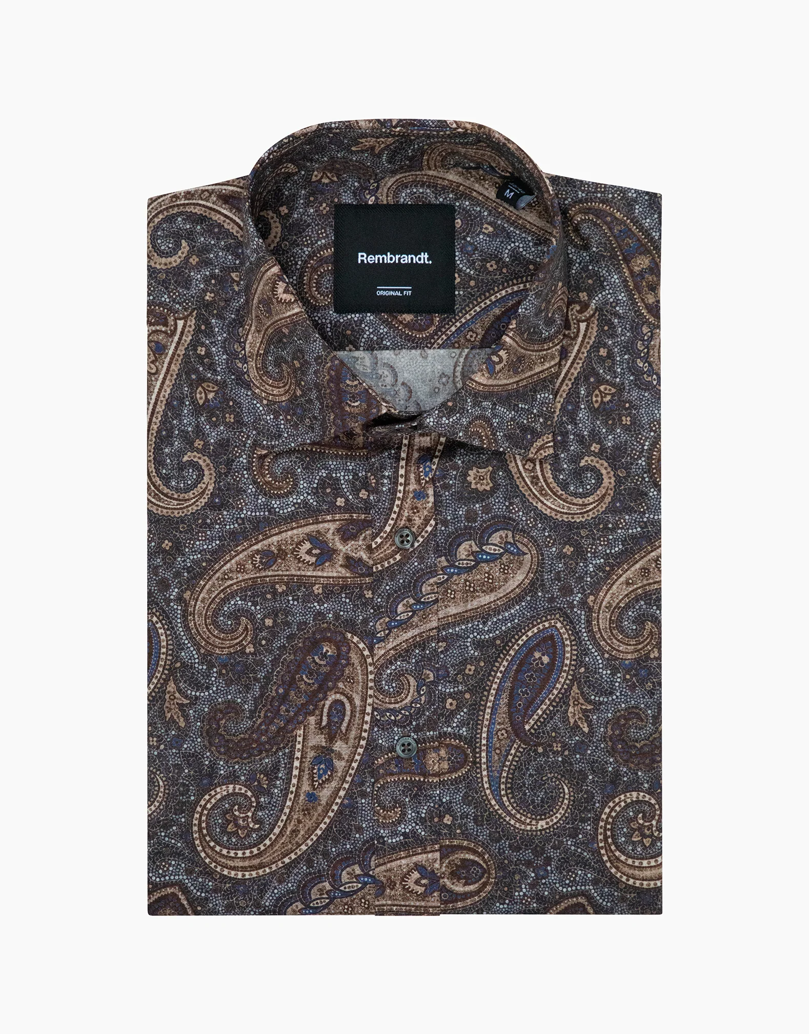 London Navy & Brown Paisley Print Shirt - Image 9