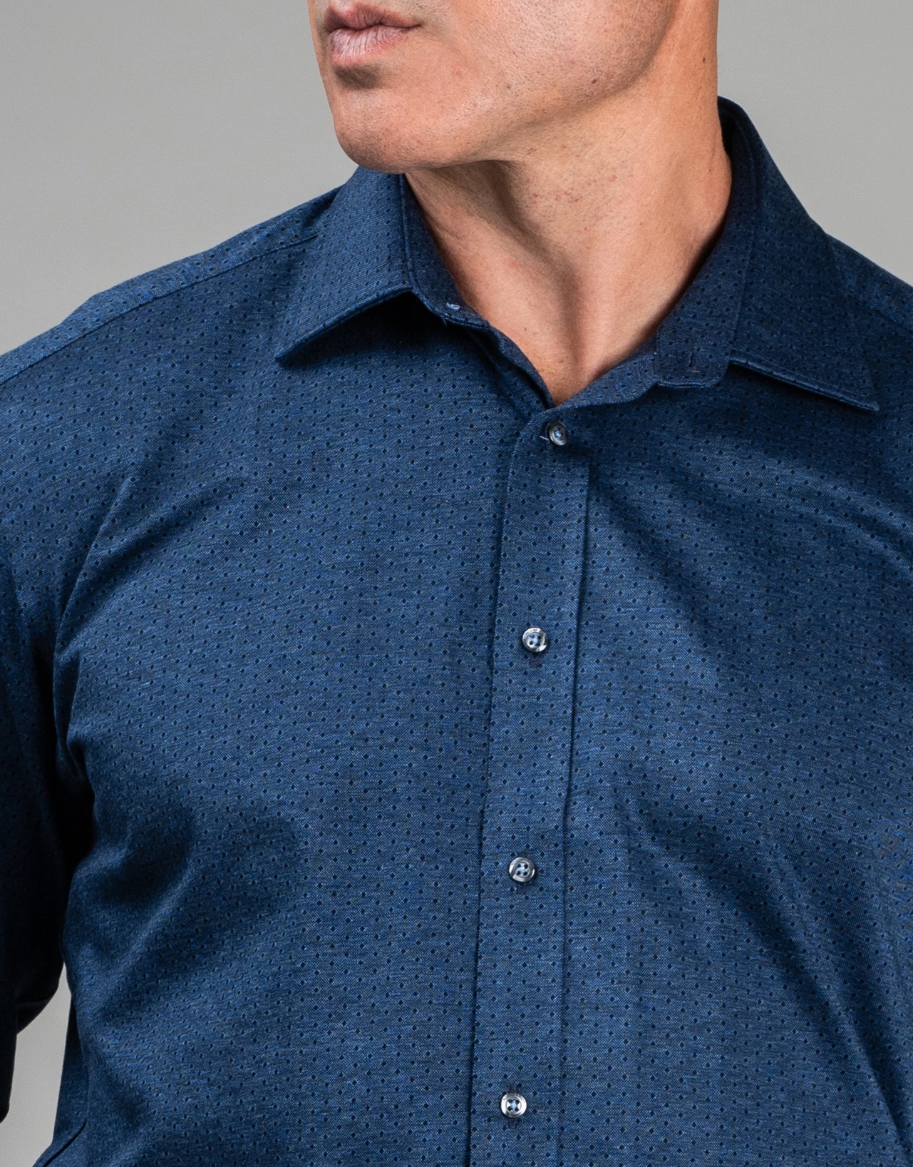 London Navy Dot Knitted Shirt - Image 5