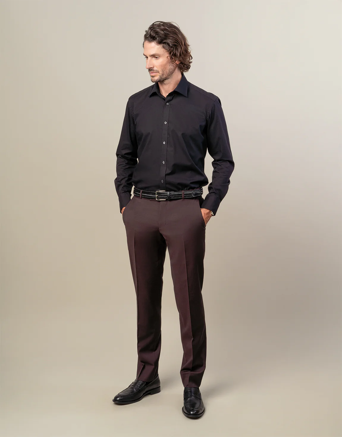 Lotus Burgundy Twill Suit Trouser