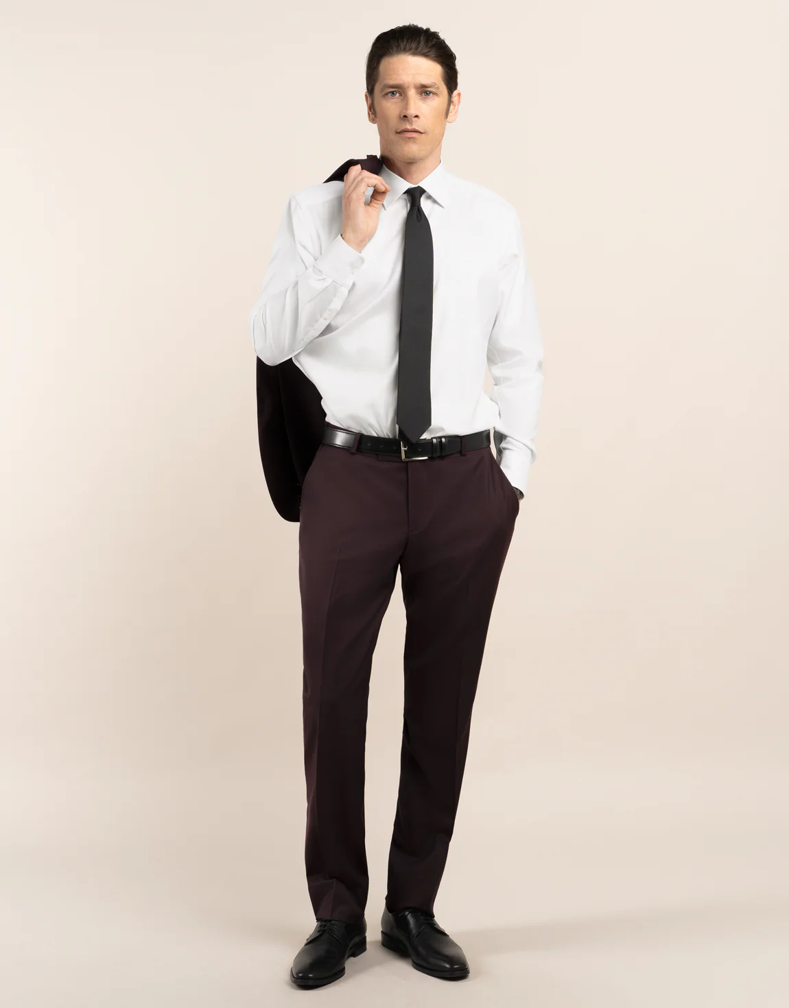 Lotus Burgundy Twill Suit Trouser - Image 3