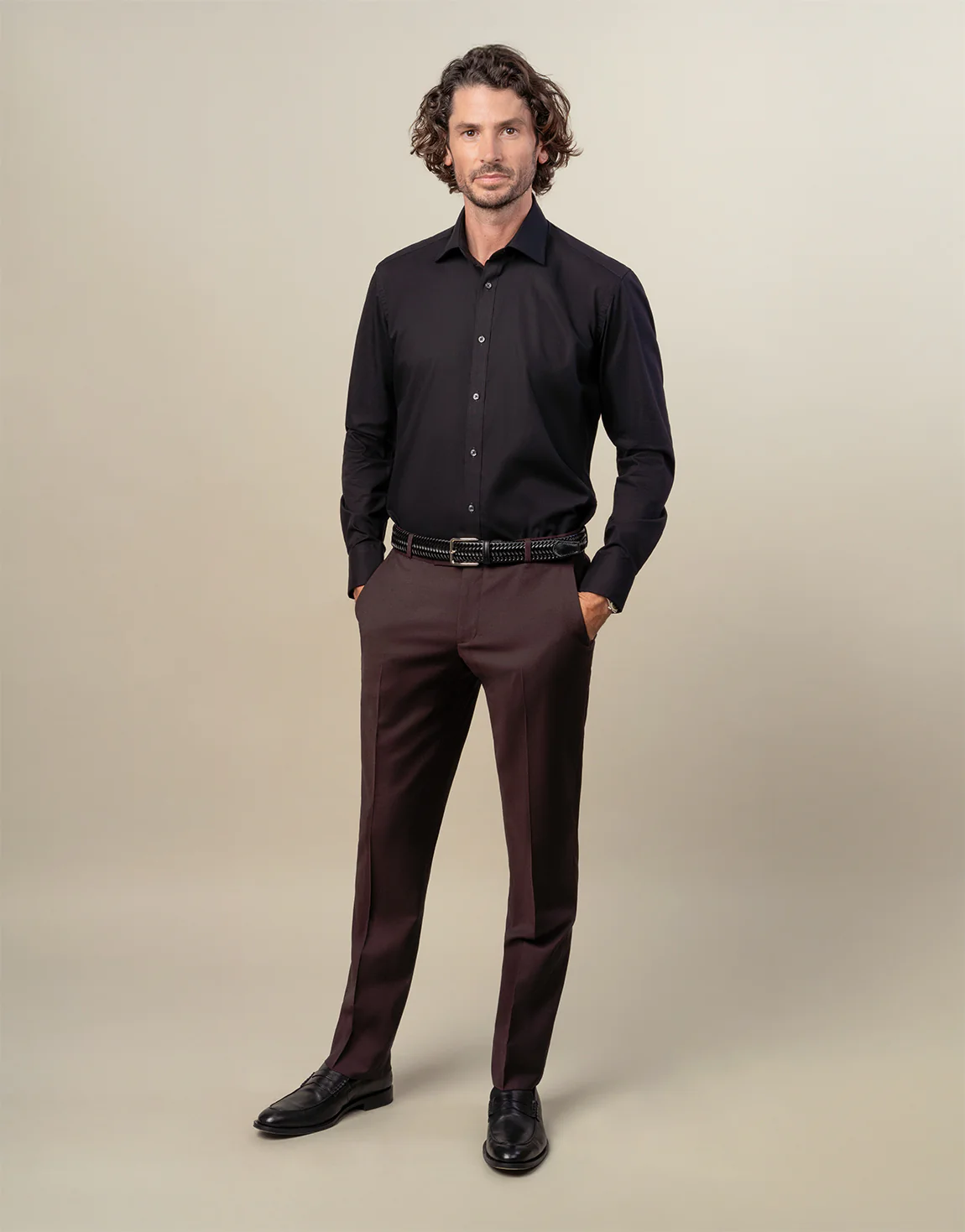 Lotus Burgundy Twill Suit Trouser - Image 4