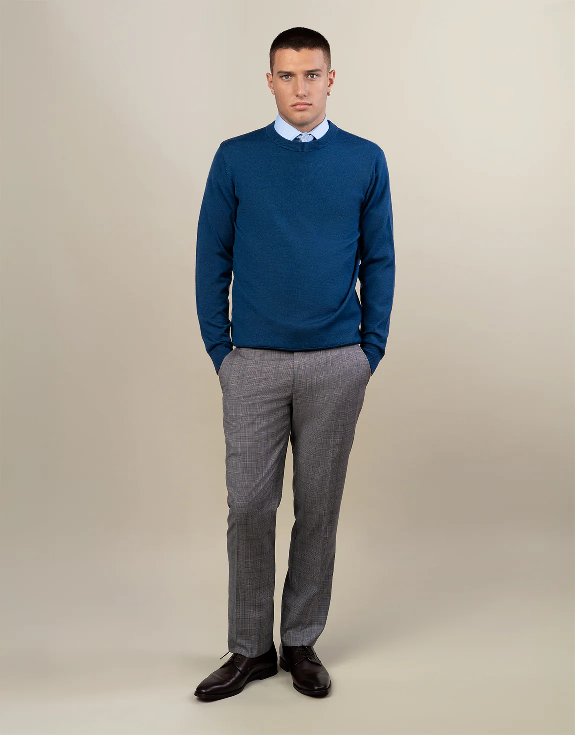 Lotus Grey & Blue Glen Check Trouser - Image 3