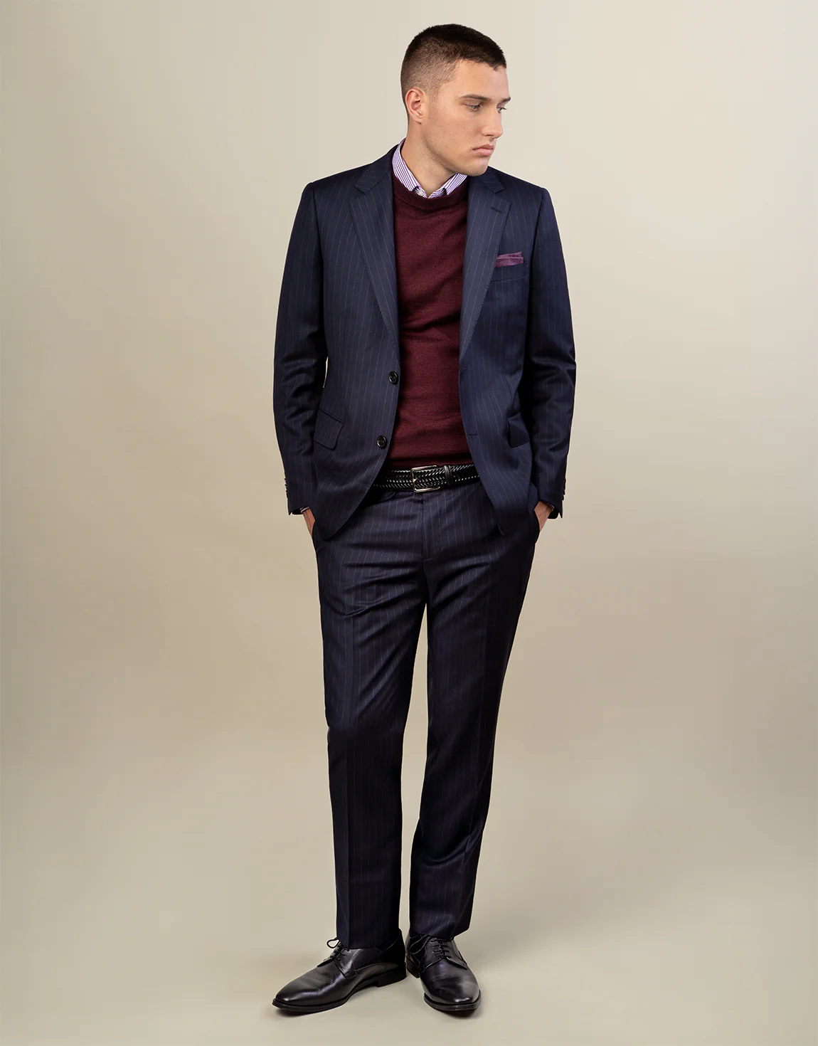 Lotus Navy Pinstripe Suit Trouser - Image 5