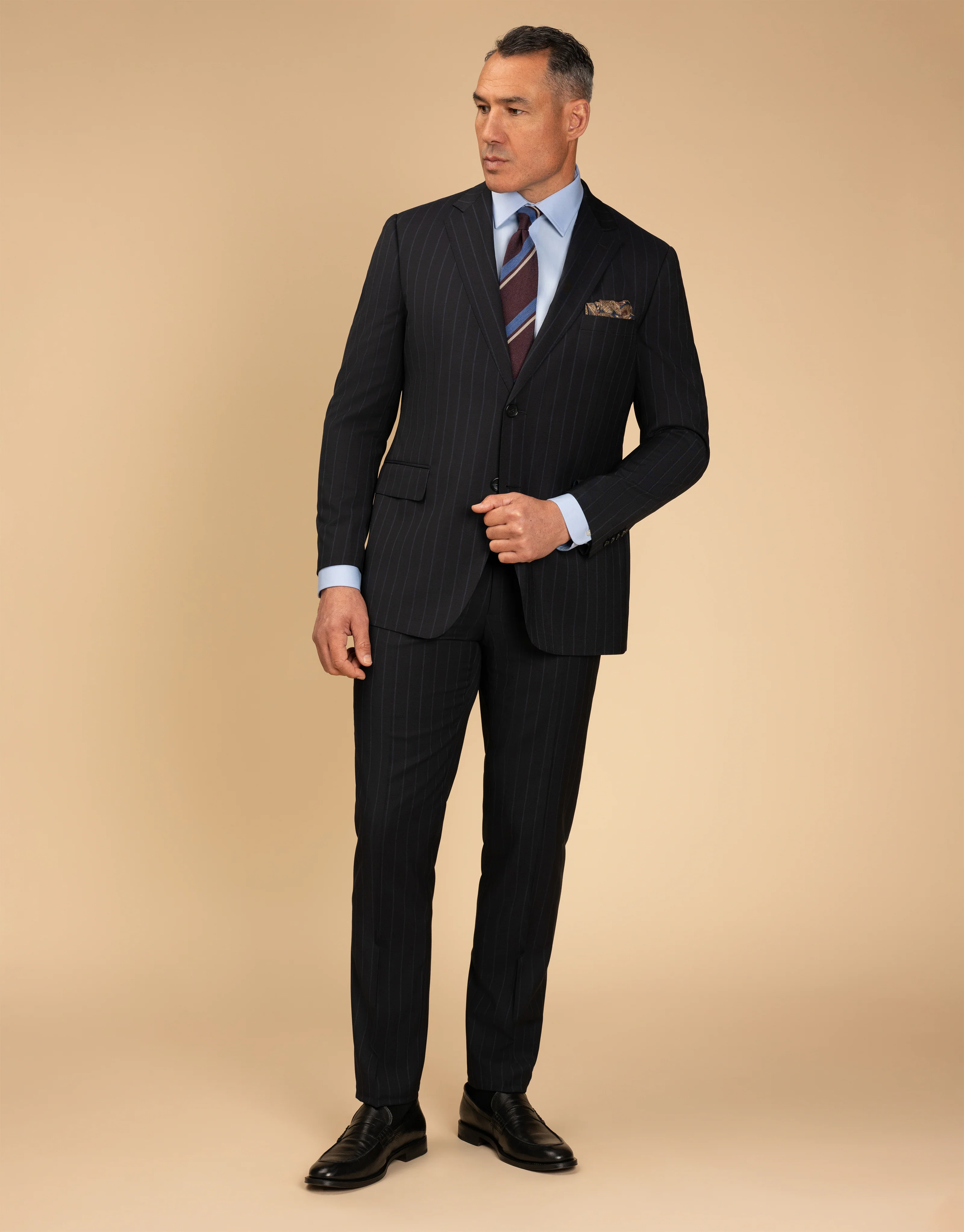 Lotus Navy Stripe Suit Trouser - Image 6