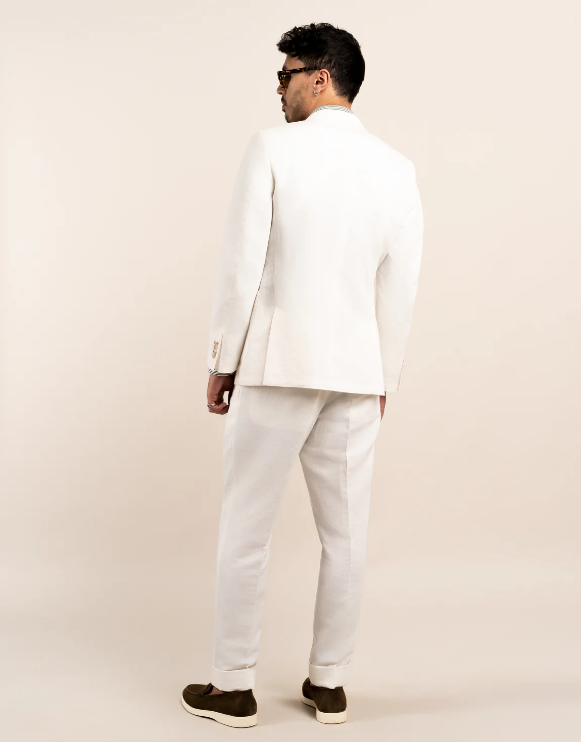 Malta White Linen Blend Suit - Image 2