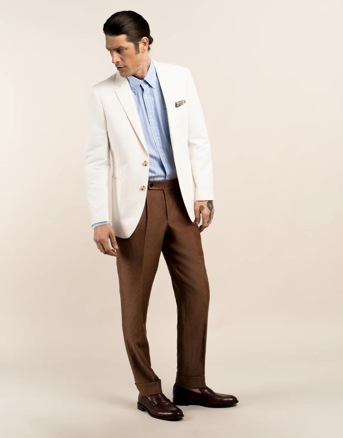 Malta White Linen Blend Suit - Image 7